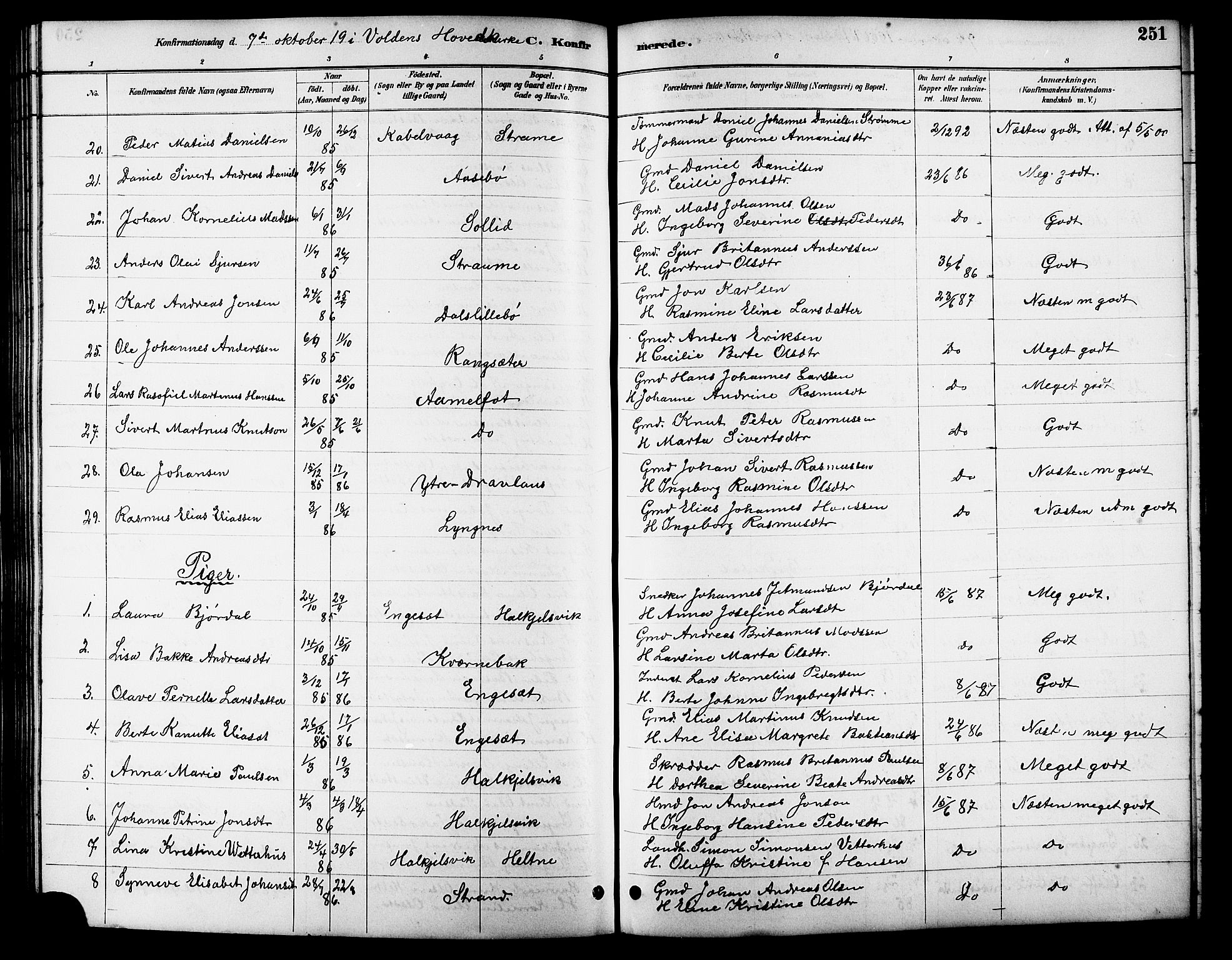 Ministerialprotokoller, klokkerbøker og fødselsregistre - Møre og Romsdal, AV/SAT-A-1454/511/L0158: Parish register (copy) no. 511C04, 1884-1903, p. 251