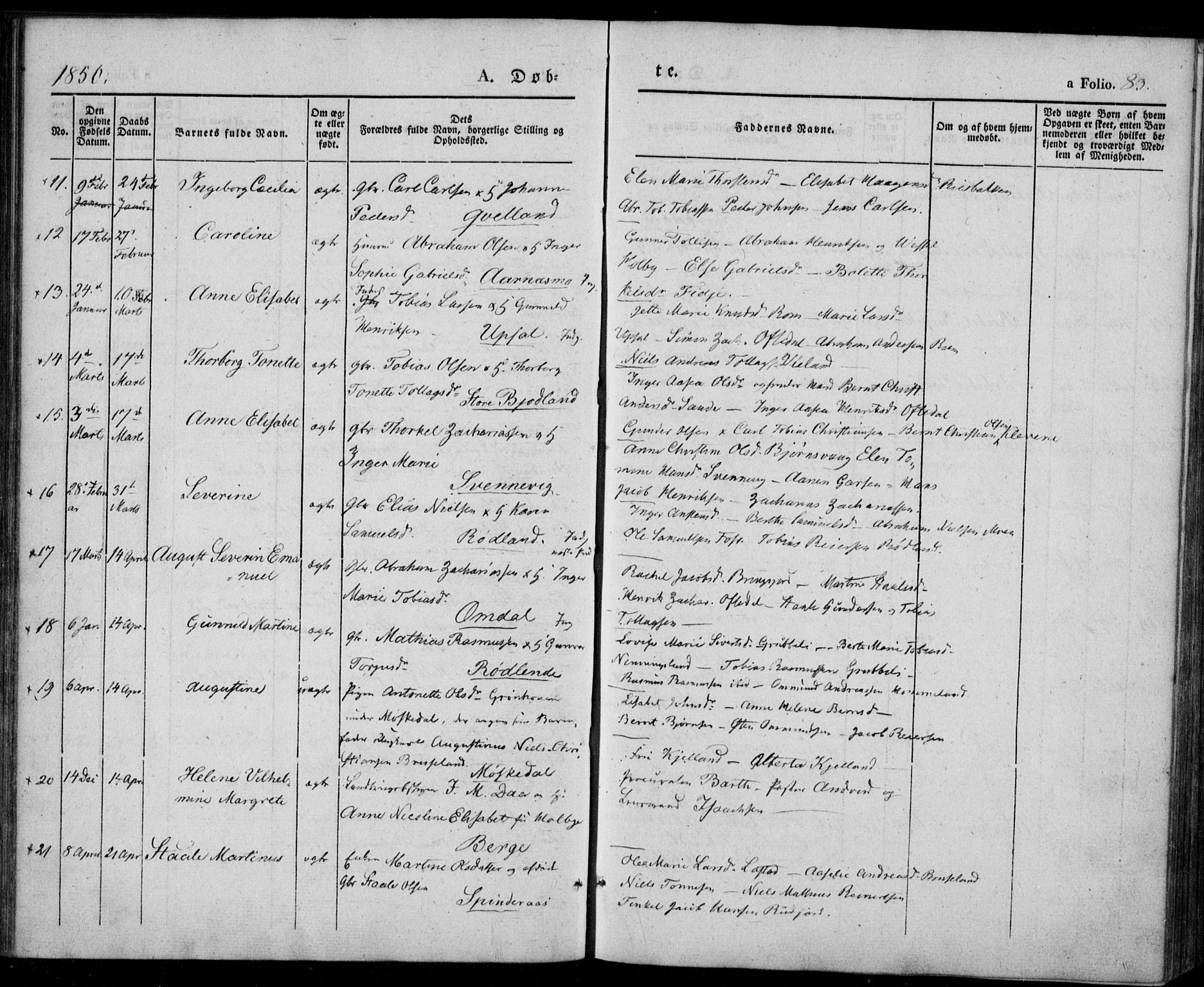 Lyngdal sokneprestkontor, AV/SAK-1111-0029/F/Fa/Fac/L0008: Parish register (official) no. A 8, 1837-1852, p. 83