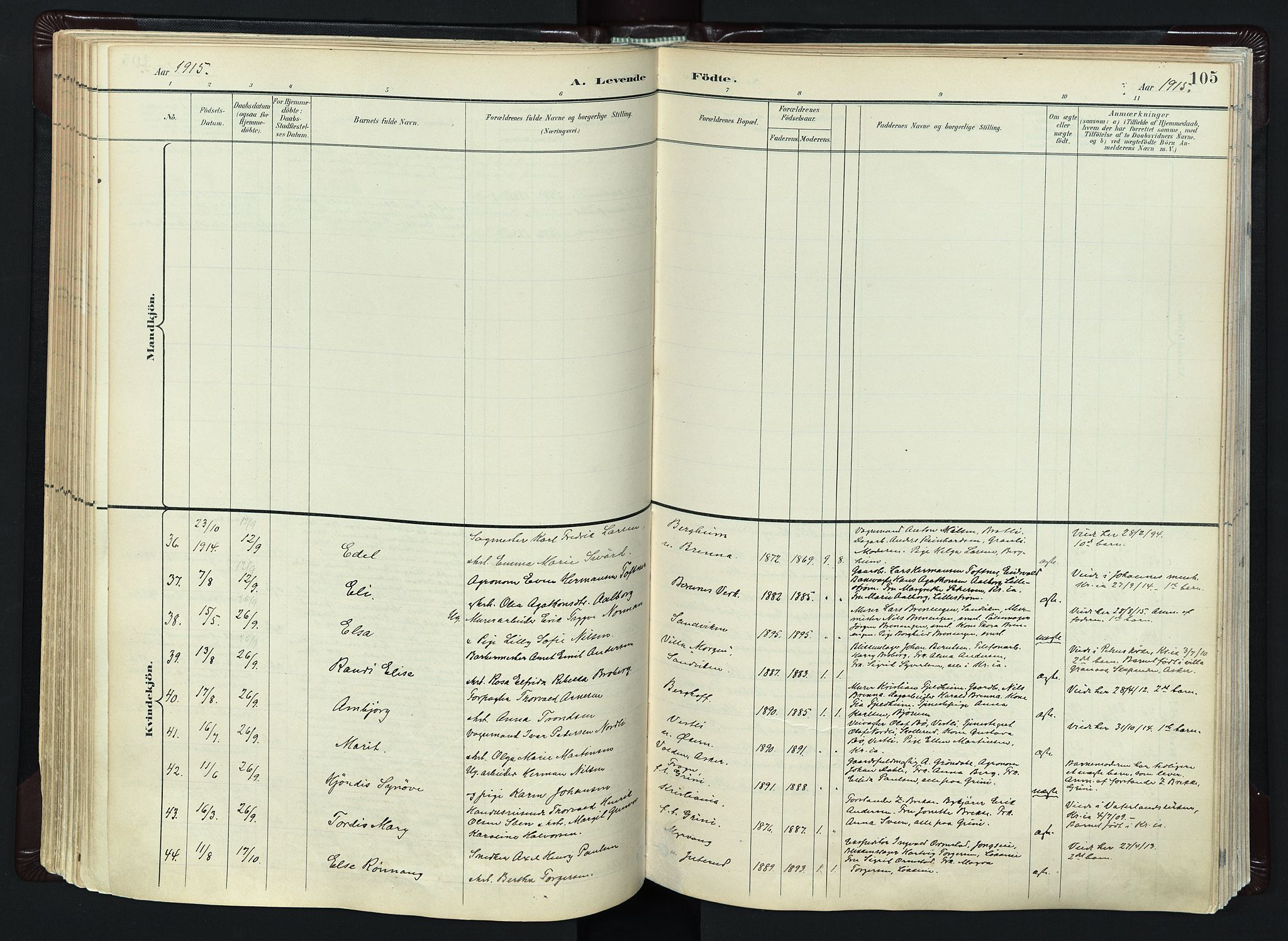 Vestre Bærum prestekontor Kirkebøker, AV/SAO-A-10209a/F/Fa/L0001: Parish register (official) no. 1, 1896-1923, p. 105