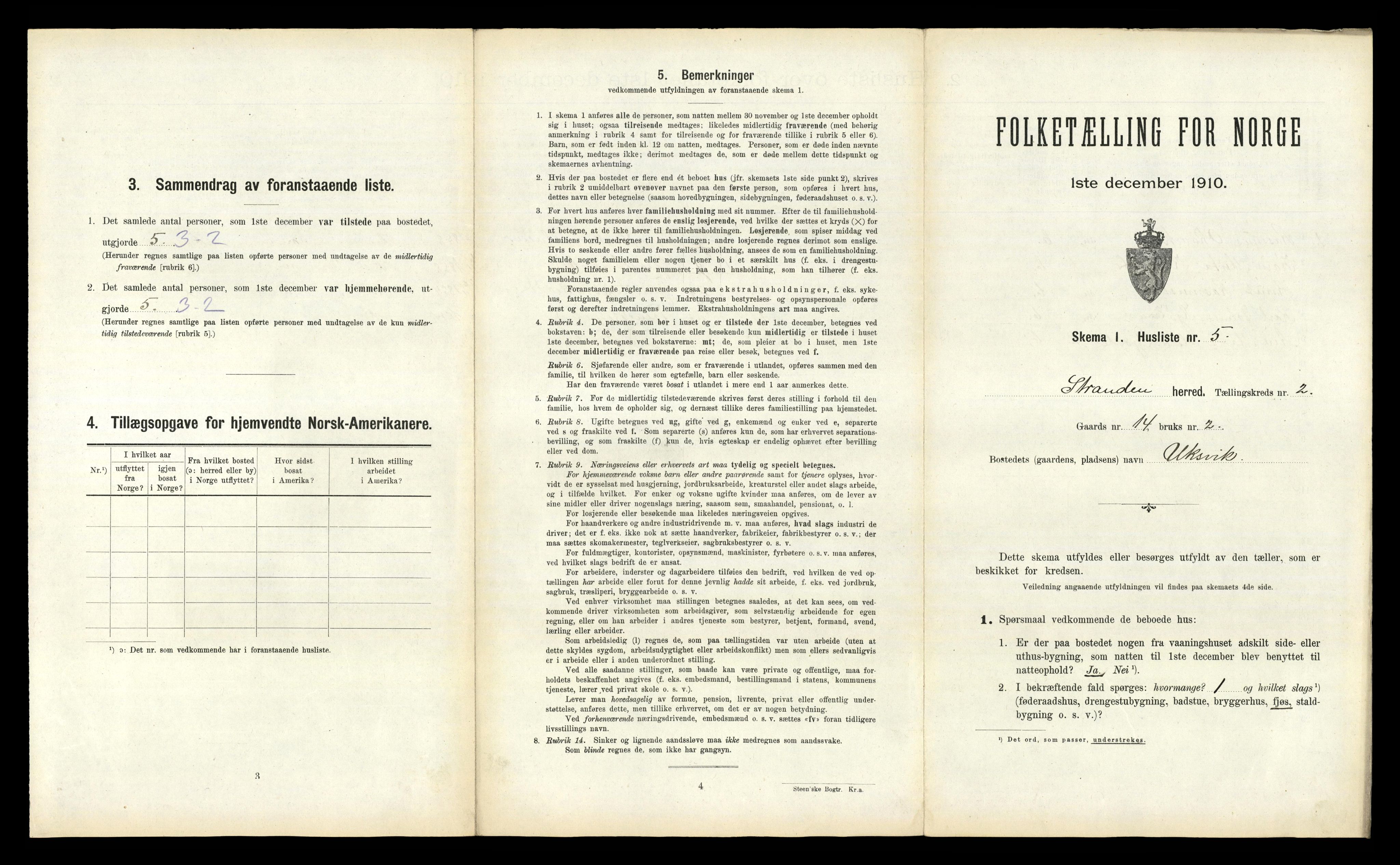 RA, 1910 census for Stranda, 1910, p. 102