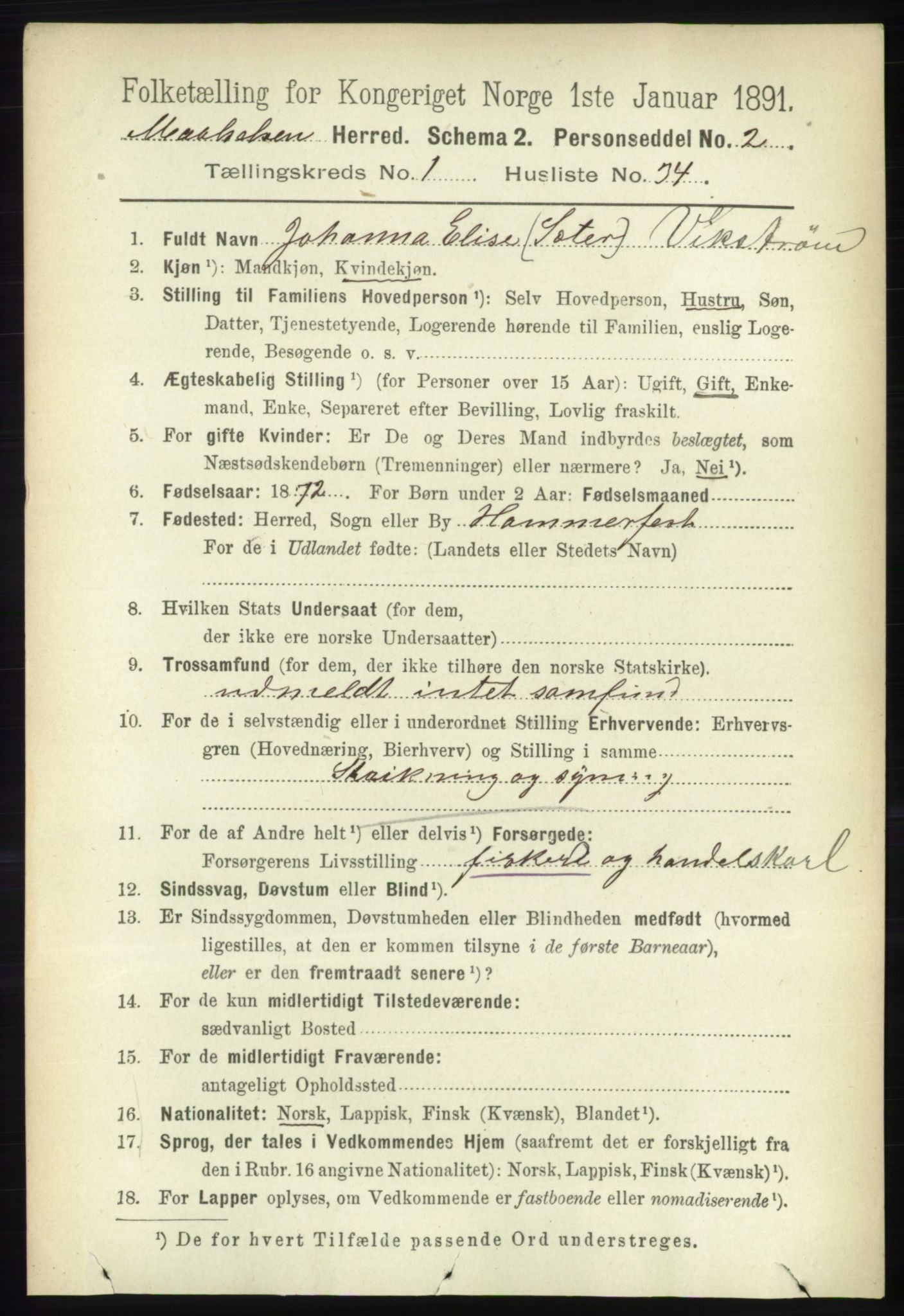 RA, 1891 census for 1924 Målselv, 1891, p. 245