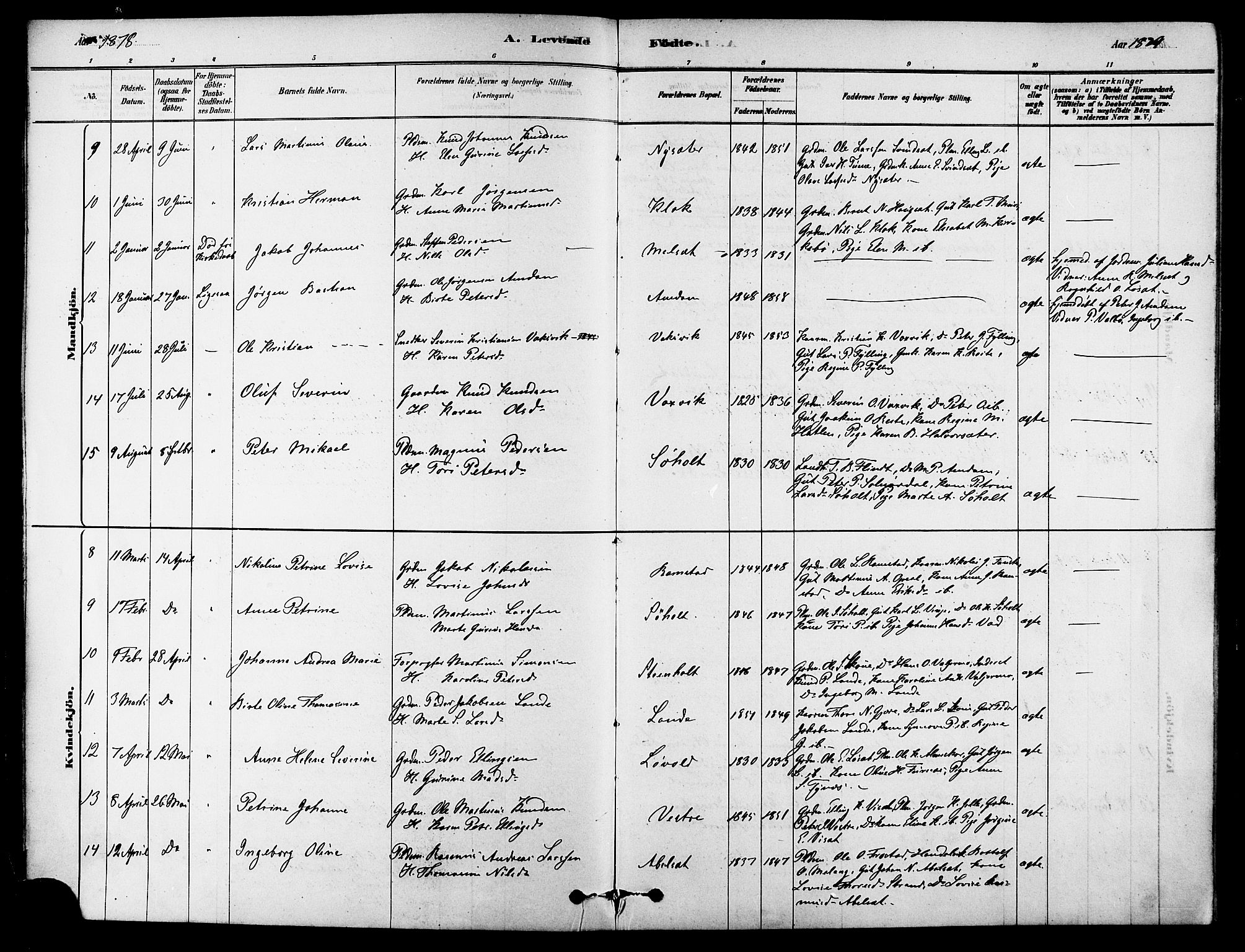 Ministerialprotokoller, klokkerbøker og fødselsregistre - Møre og Romsdal, AV/SAT-A-1454/522/L0315: Parish register (official) no. 522A10, 1878-1890