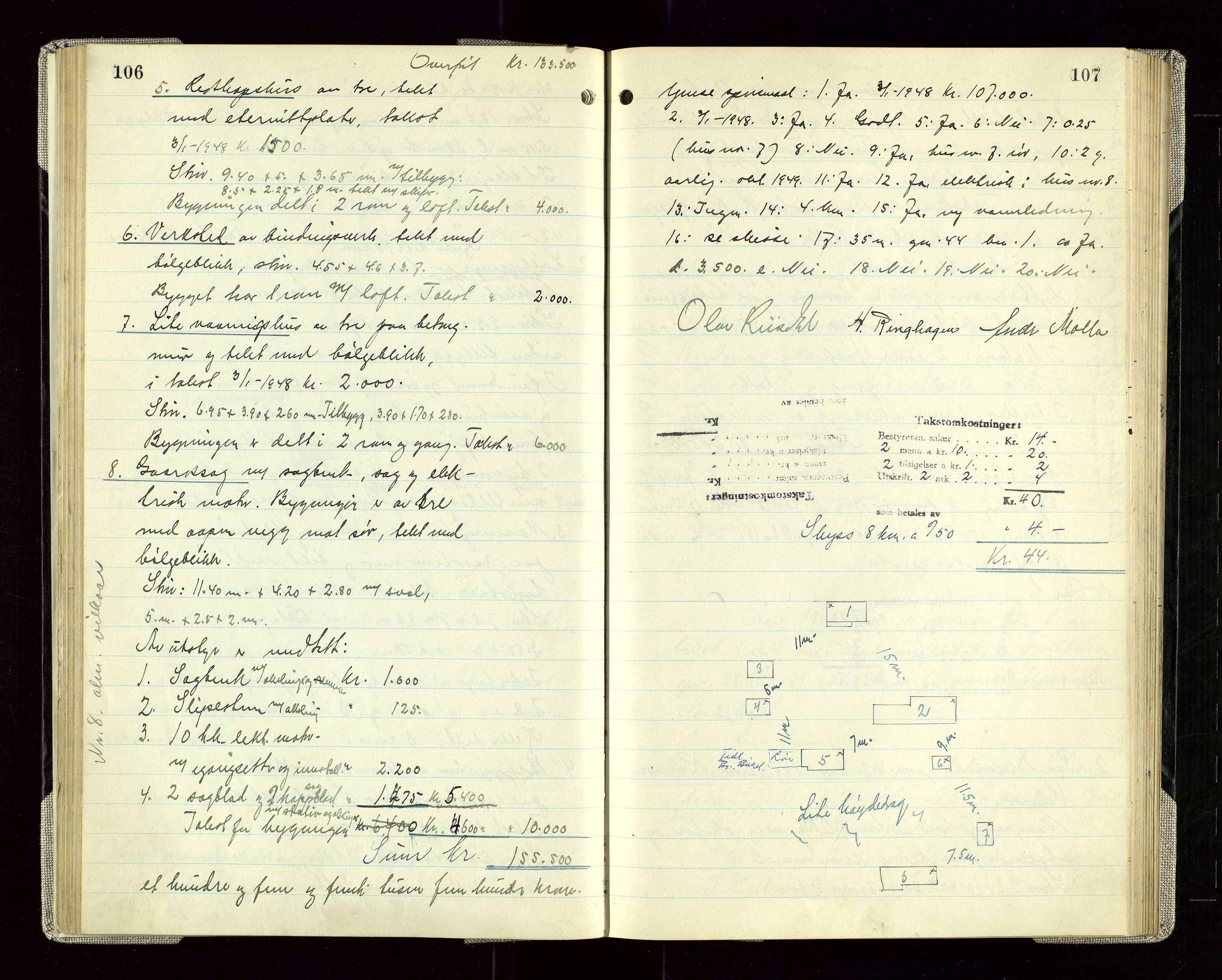 Sauda lensmannskontor, AV/SAST-A-100177/Goa/L0005: "Branntakstprotokoll for Sauda lensmannsdistrikt", 1946-1955, p. 106-107