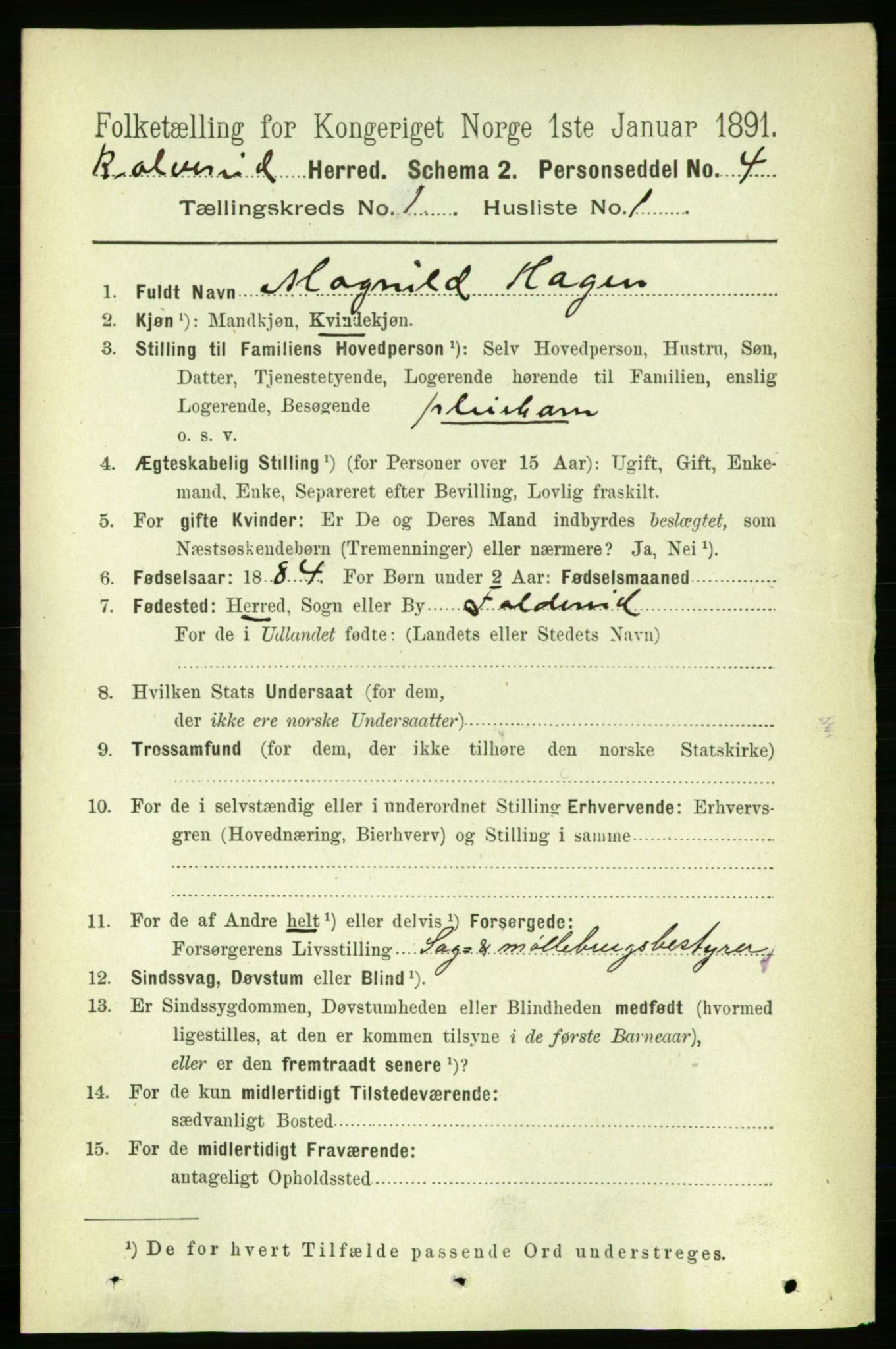 RA, 1891 census for 1752 Kolvereid, 1891, p. 46