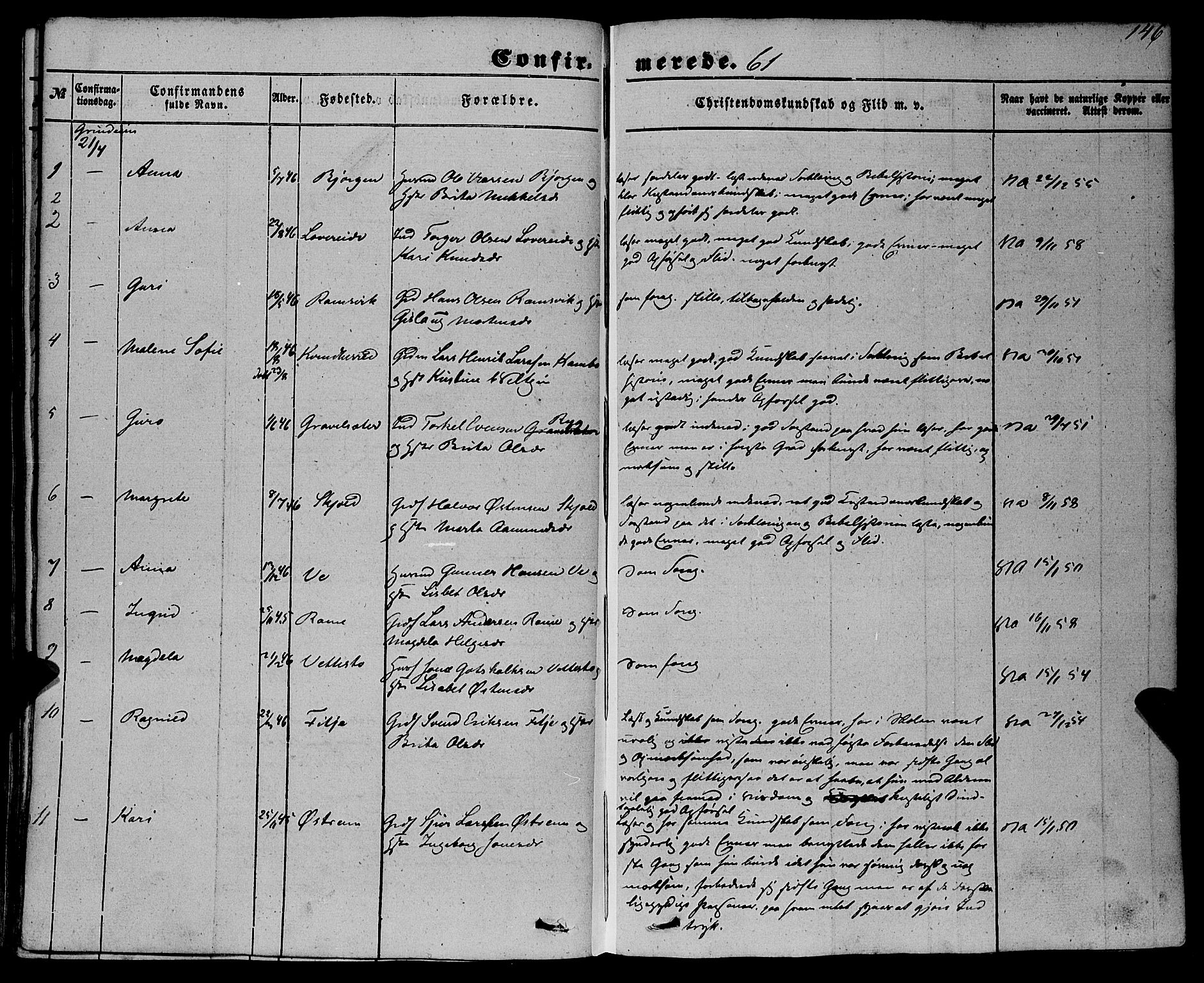 Etne sokneprestembete, AV/SAB-A-75001/H/Haa: Parish register (official) no. A 8, 1848-1862, p. 146