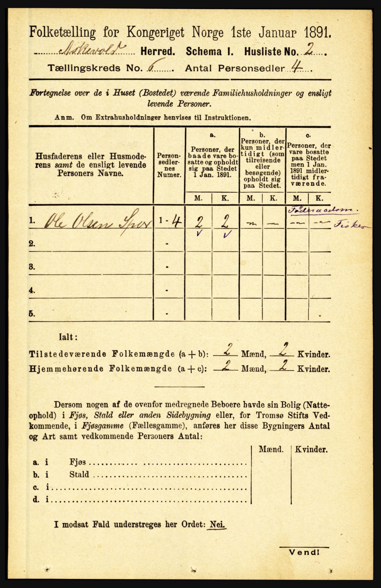 RA, 1891 census for 1428 Askvoll, 1891, p. 1652