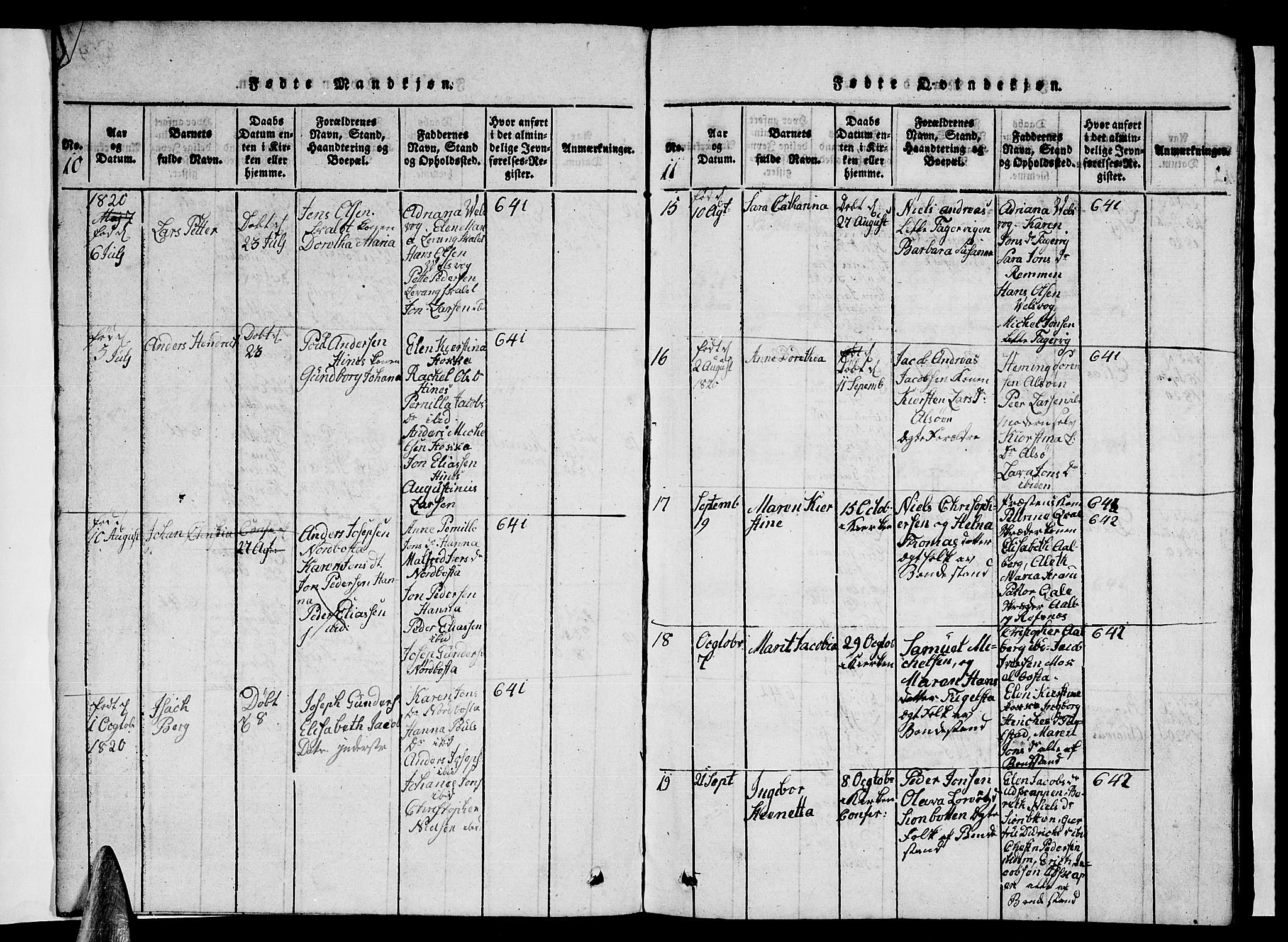 Ministerialprotokoller, klokkerbøker og fødselsregistre - Nordland, AV/SAT-A-1459/838/L0554: Parish register (copy) no. 838C01, 1820-1828, p. 10-11