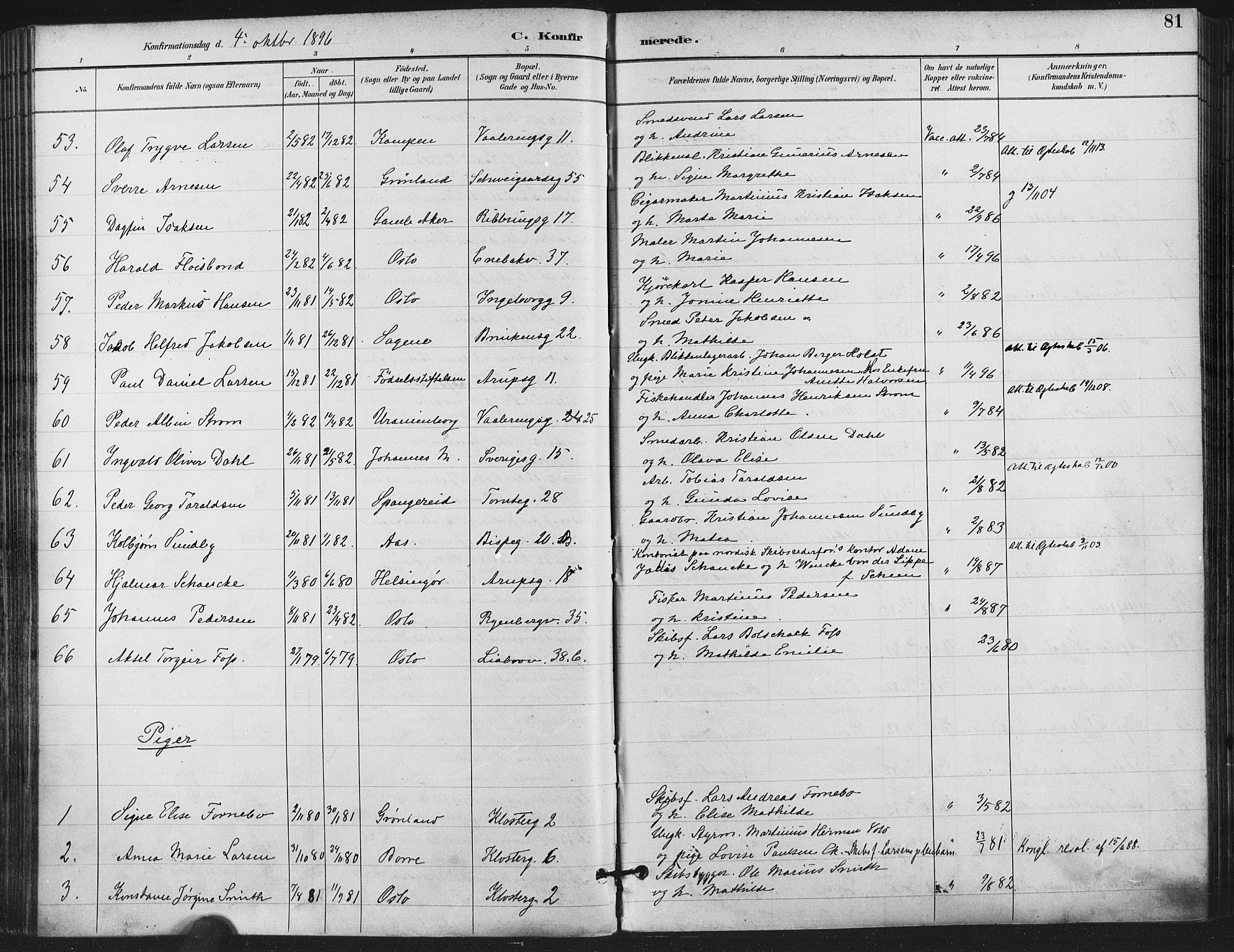 Gamlebyen prestekontor Kirkebøker, AV/SAO-A-10884/F/Fa/L0008: Parish register (official) no. 8, 1891-1908, p. 81