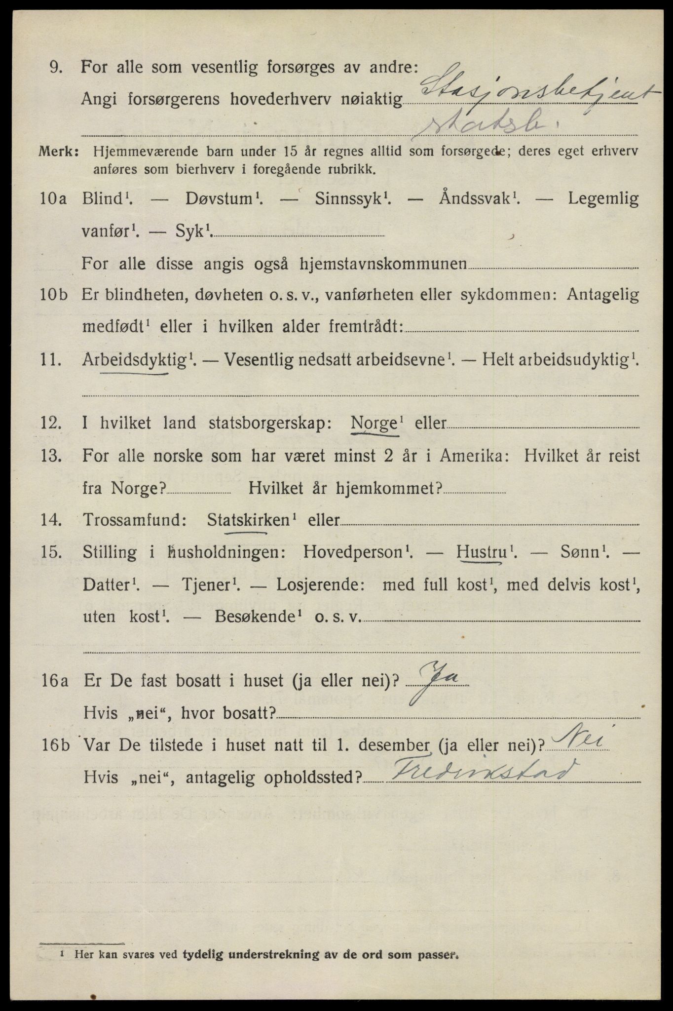 SAO, 1920 census for Spydeberg, 1920, p. 2586