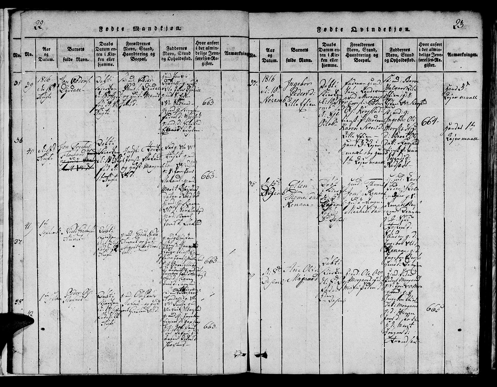 Ministerialprotokoller, klokkerbøker og fødselsregistre - Sør-Trøndelag, SAT/A-1456/695/L1152: Parish register (copy) no. 695C03, 1816-1831, p. 22-23