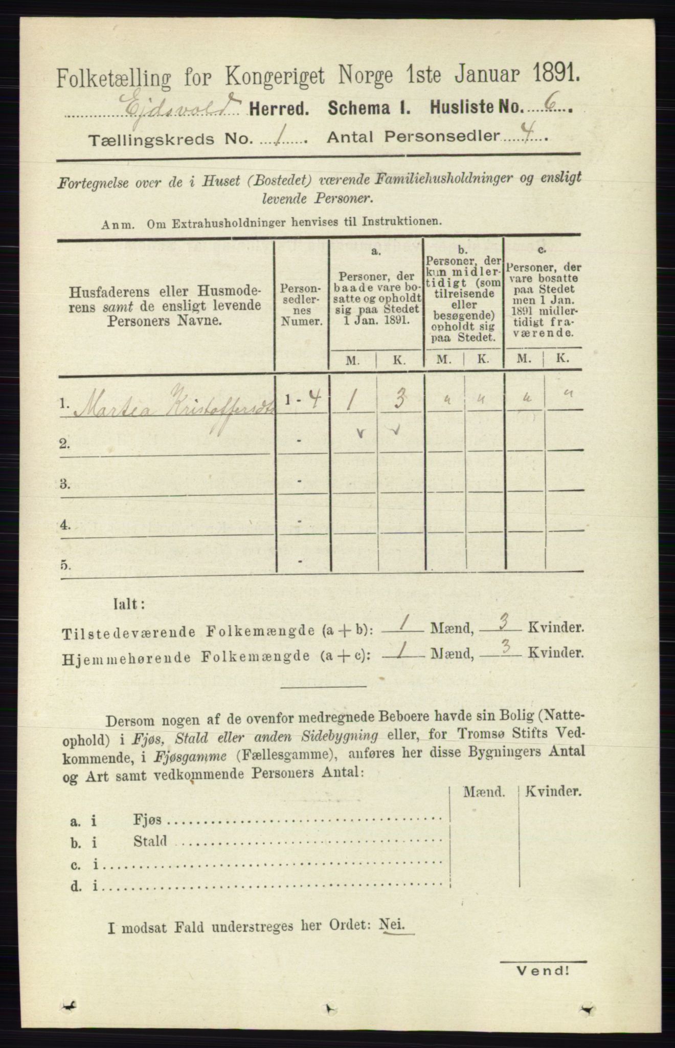 RA, 1891 census for 0237 Eidsvoll, 1891, p. 53