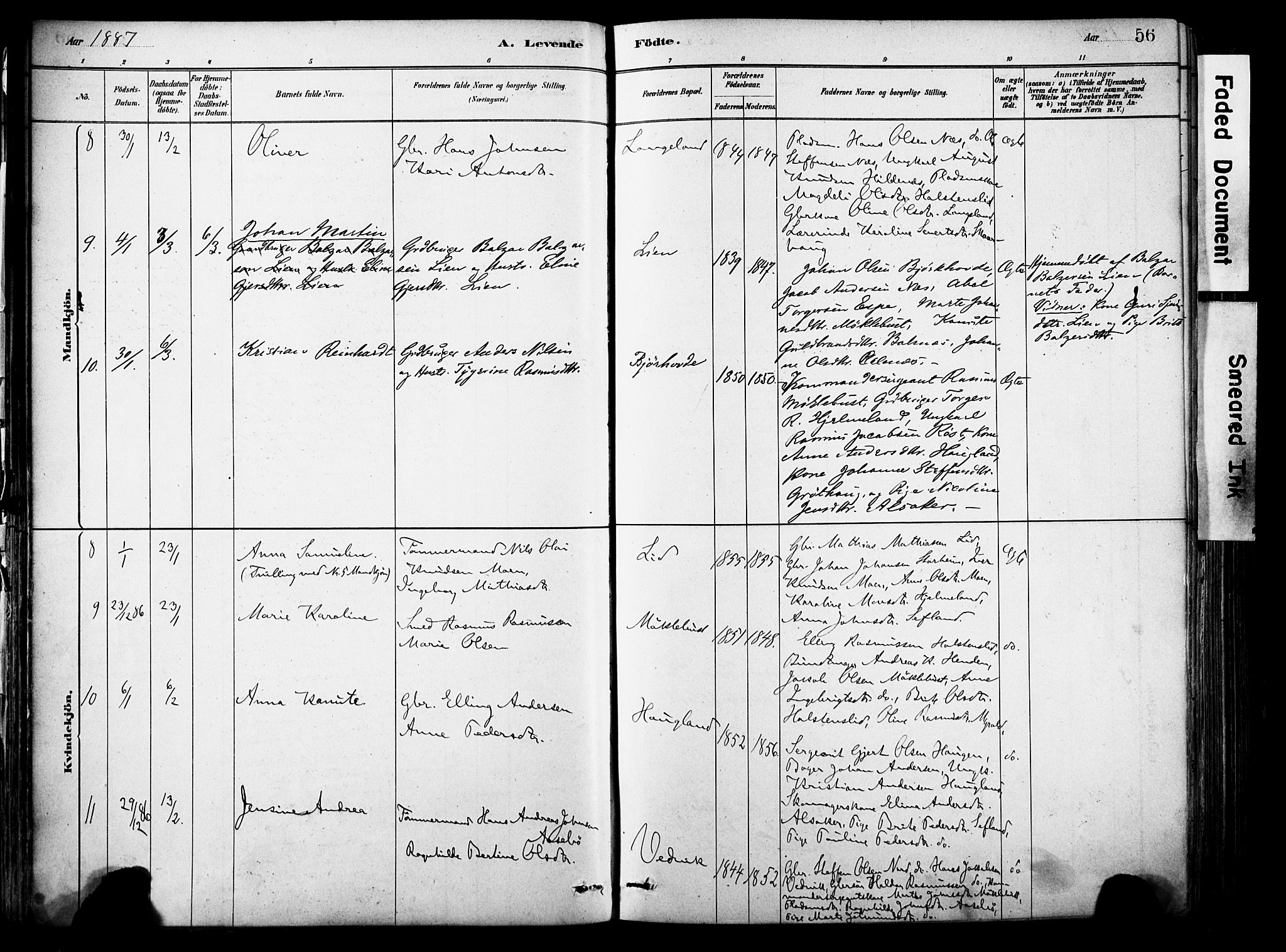 Eid sokneprestembete, AV/SAB-A-82301/H/Haa/Haab/L0001: Parish register (official) no. B 1, 1879-1906, p. 56