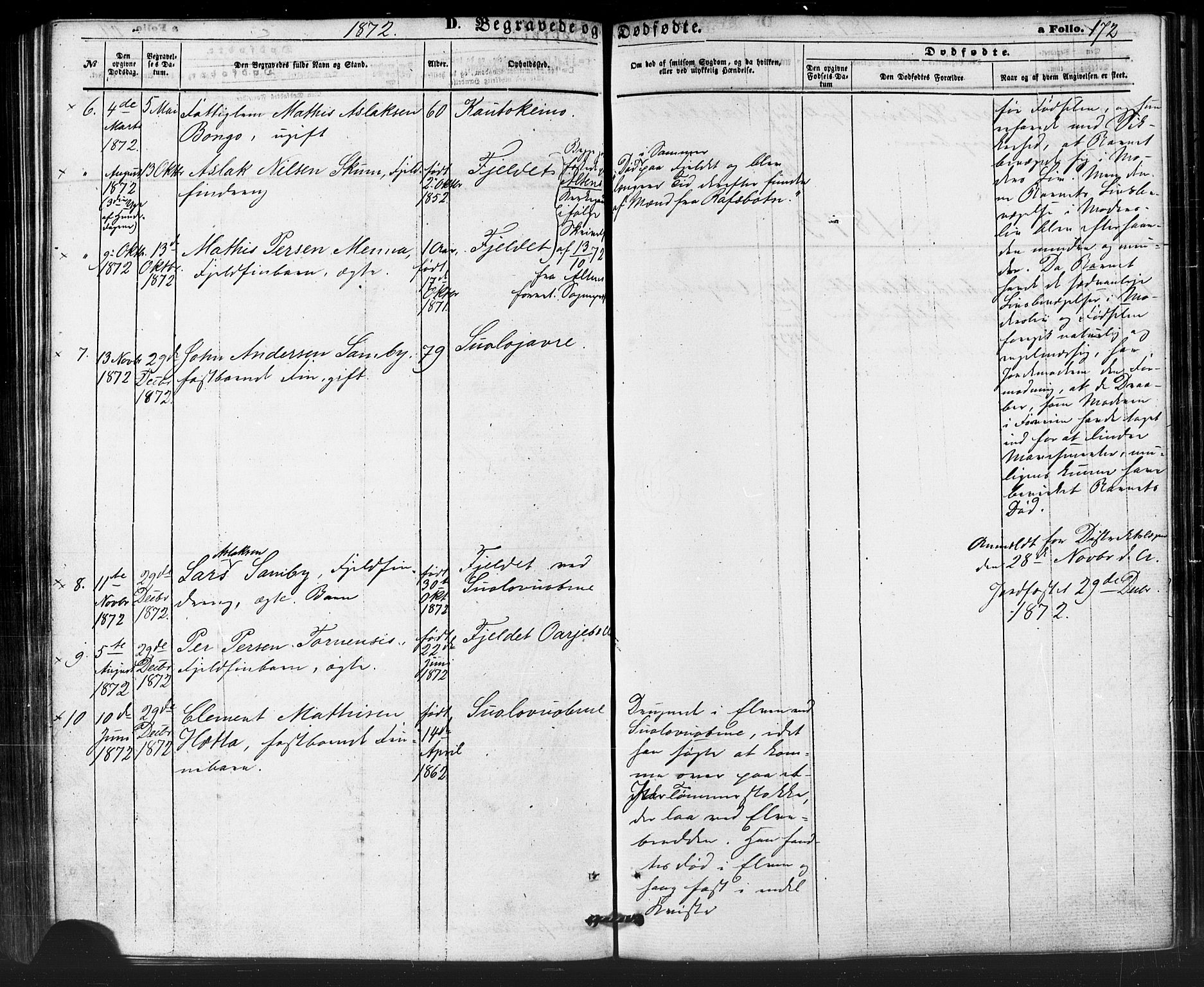 Kautokeino sokneprestembete, SATØ/S-1340/H/Ha/L0003.kirke: Parish register (official) no. 3, 1862-1879, p. 172