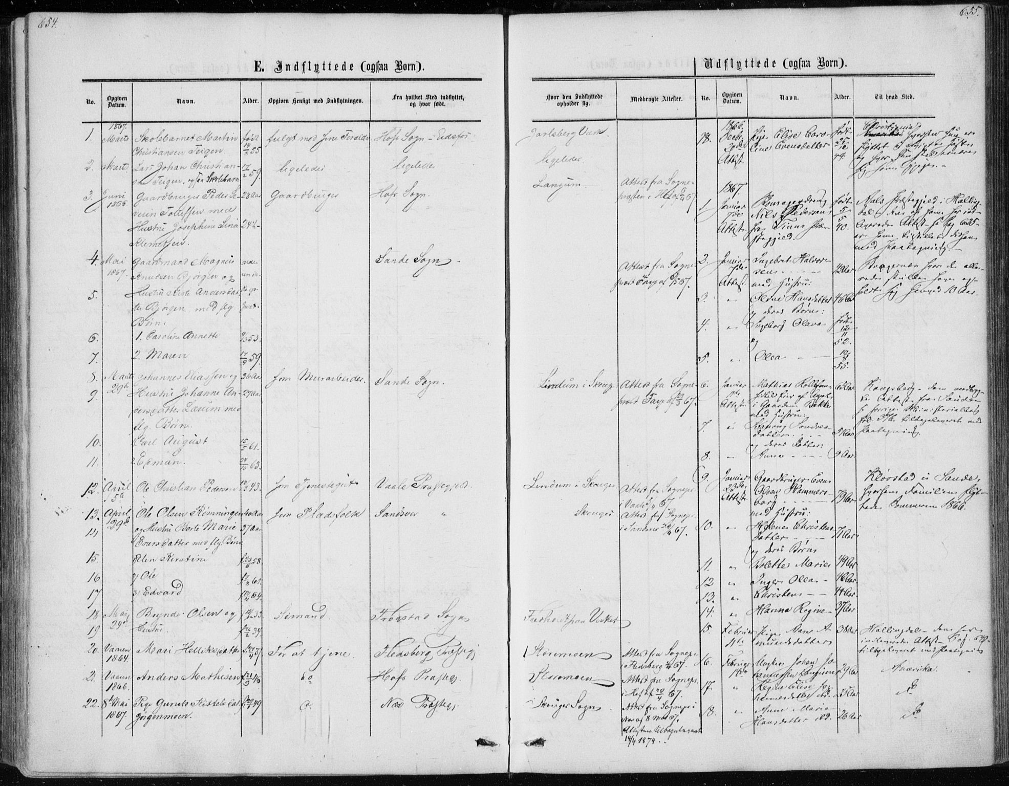 Skoger kirkebøker, AV/SAKO-A-59/F/Fa/L0004: Parish register (official) no. I 4, 1862-1872, p. 654-655