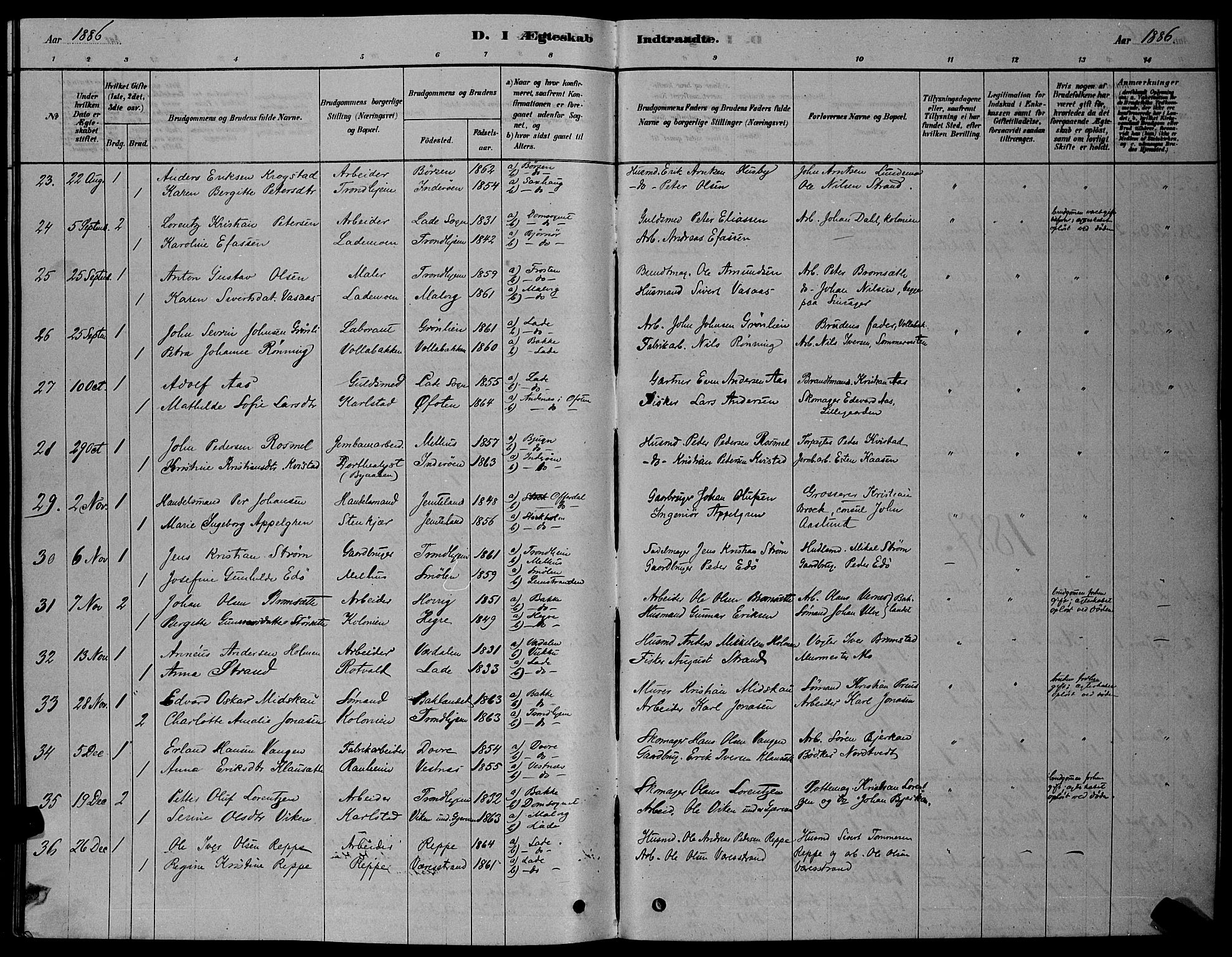 Ministerialprotokoller, klokkerbøker og fødselsregistre - Sør-Trøndelag, AV/SAT-A-1456/606/L0312: Parish register (copy) no. 606C08, 1878-1894