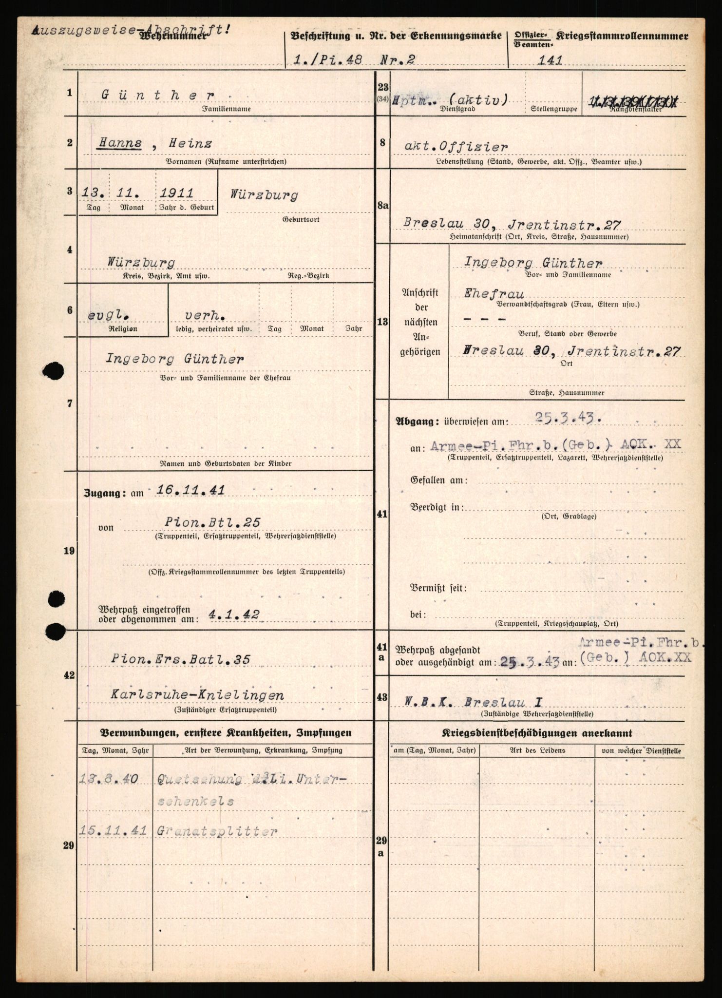 Forsvarets Overkommando. 2 kontor. Arkiv 11.4. Spredte tyske arkivsaker, AV/RA-RAFA-7031/D/Dar/Dara/L0018: Personalbøker, 1940-1945, p. 468