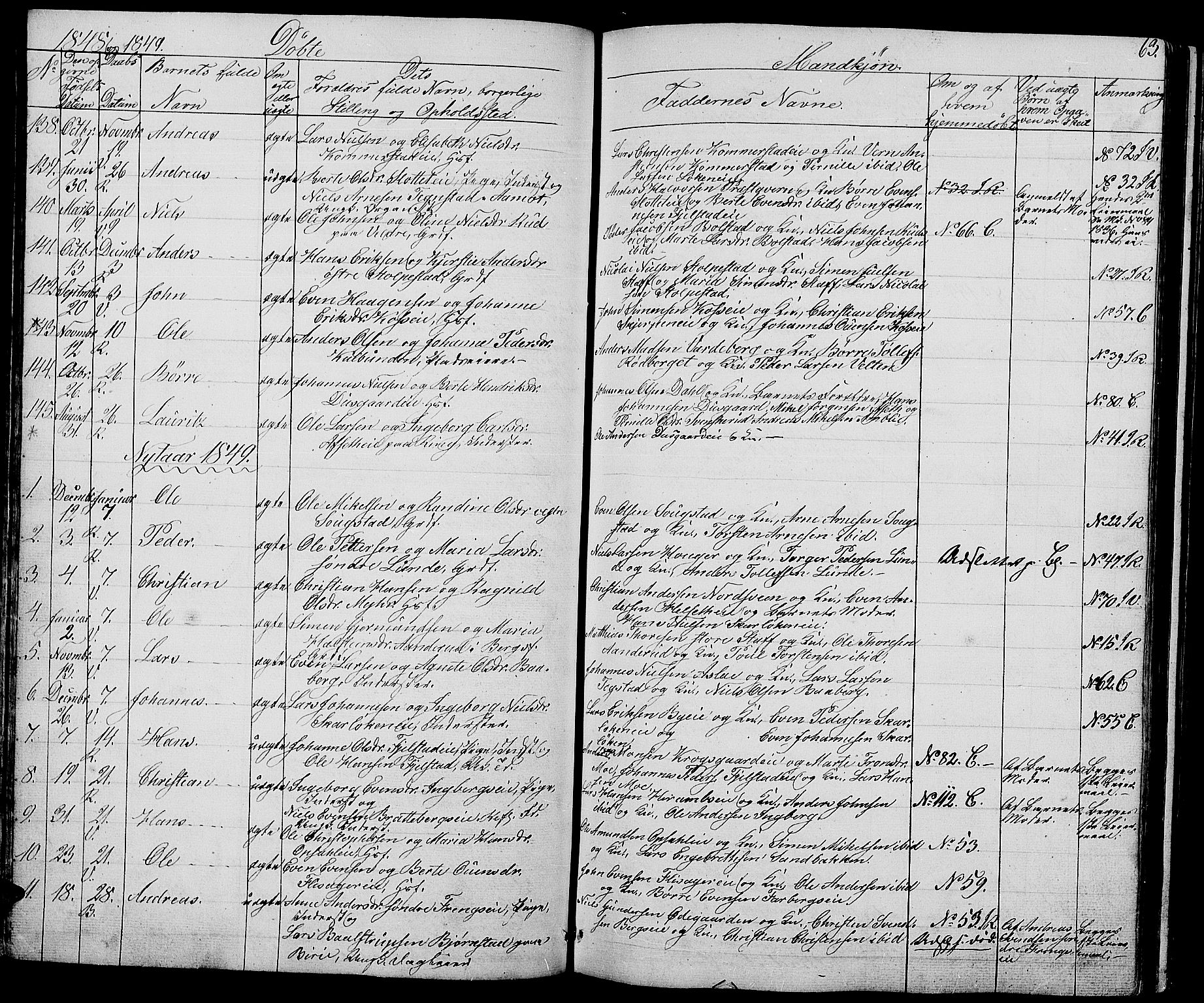 Ringsaker prestekontor, AV/SAH-PREST-014/L/La/L0005: Parish register (copy) no. 5, 1839-1850, p. 63