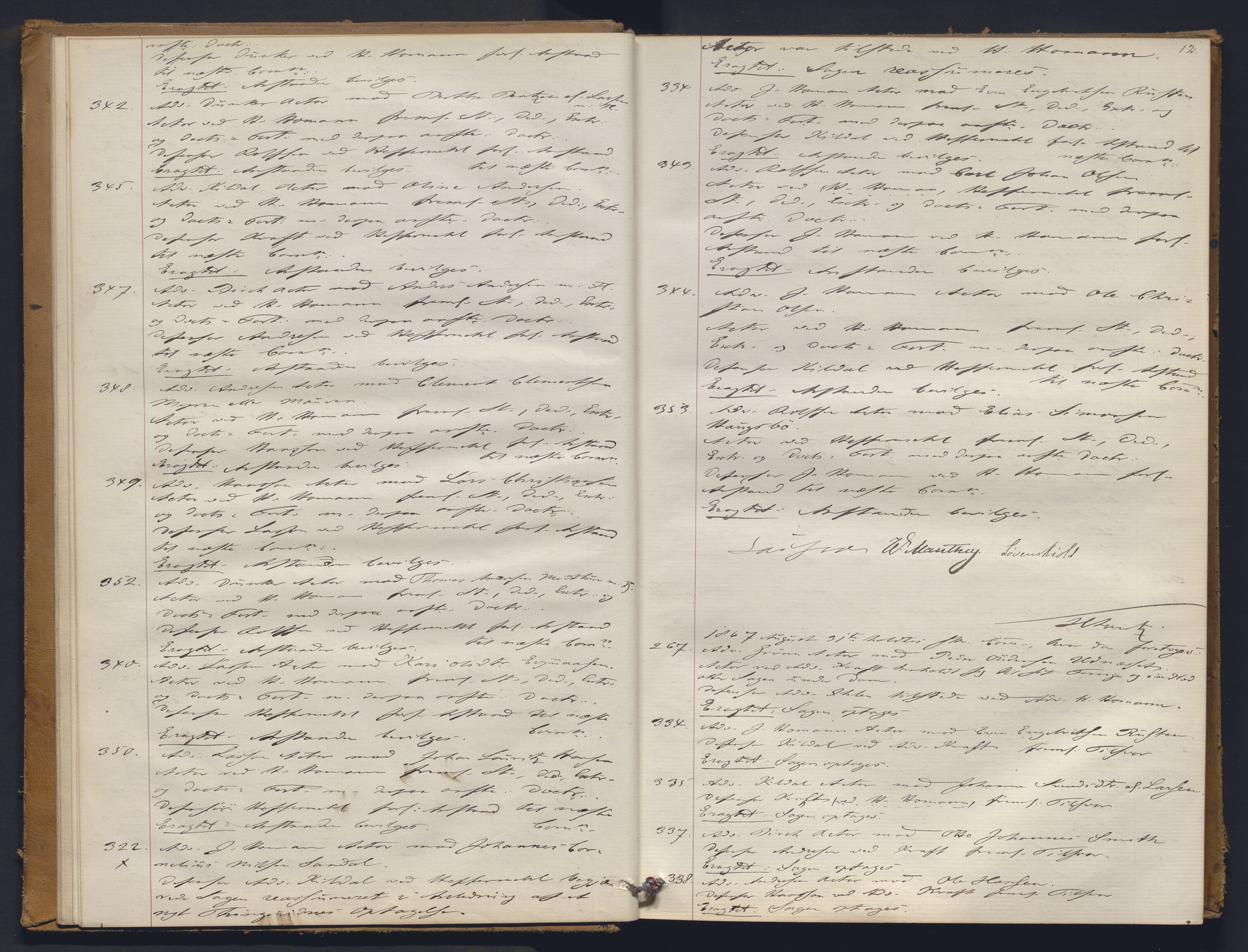 Høyesterett, AV/RA-S-1002/E/Ef/L0012: Protokoll over saker som gikk til skriftlig behandling, 1867-1873, p. 11b-12a