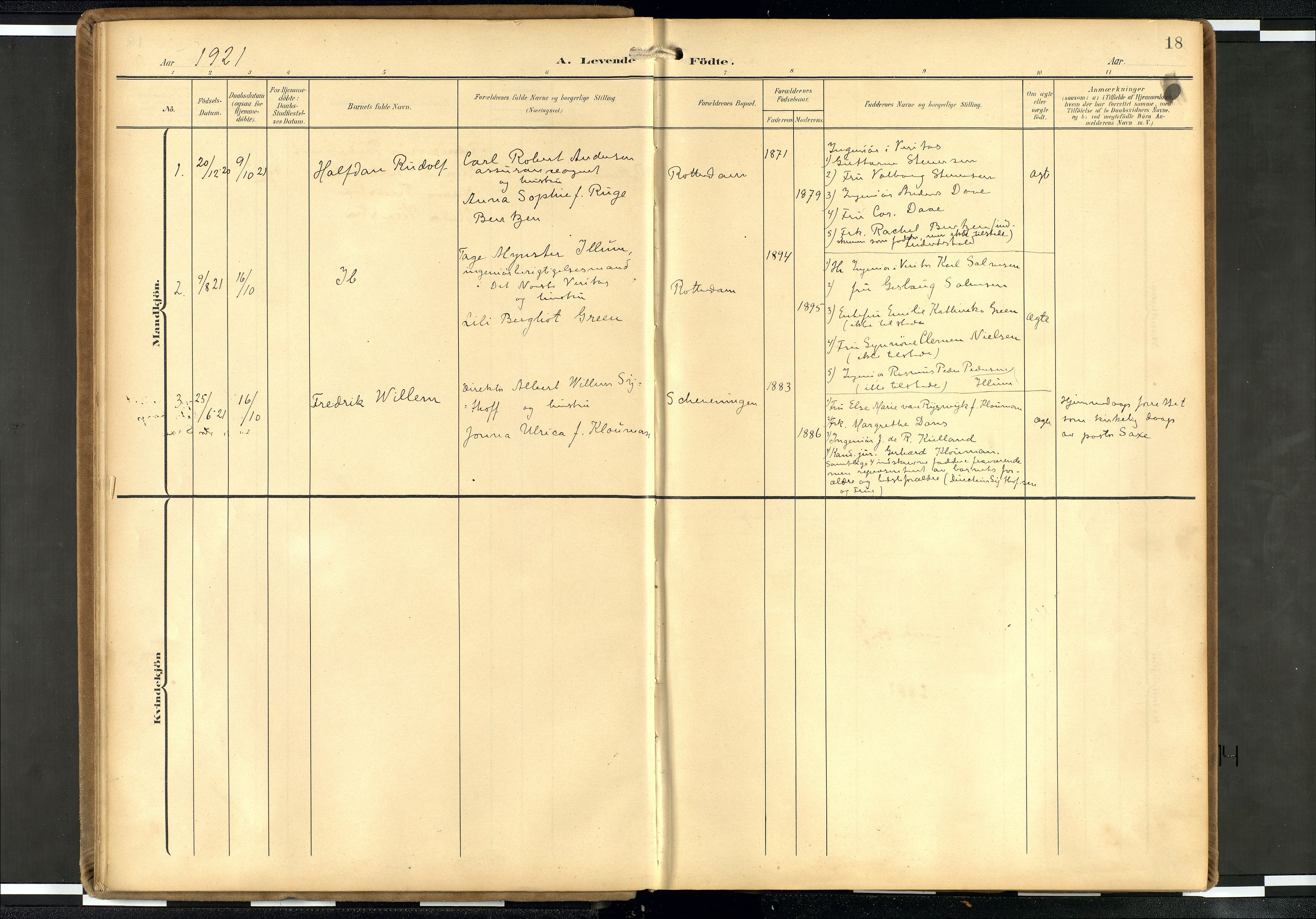 Den norske sjømannsmisjon i utlandet/Hollandske havner (Amsterdam-Rotterdam-Europort), AV/SAB-SAB/PA-0106/H/Ha/Haa/L0003: Parish register (official) no. A 3, 1908-1927, p. 17b-18a