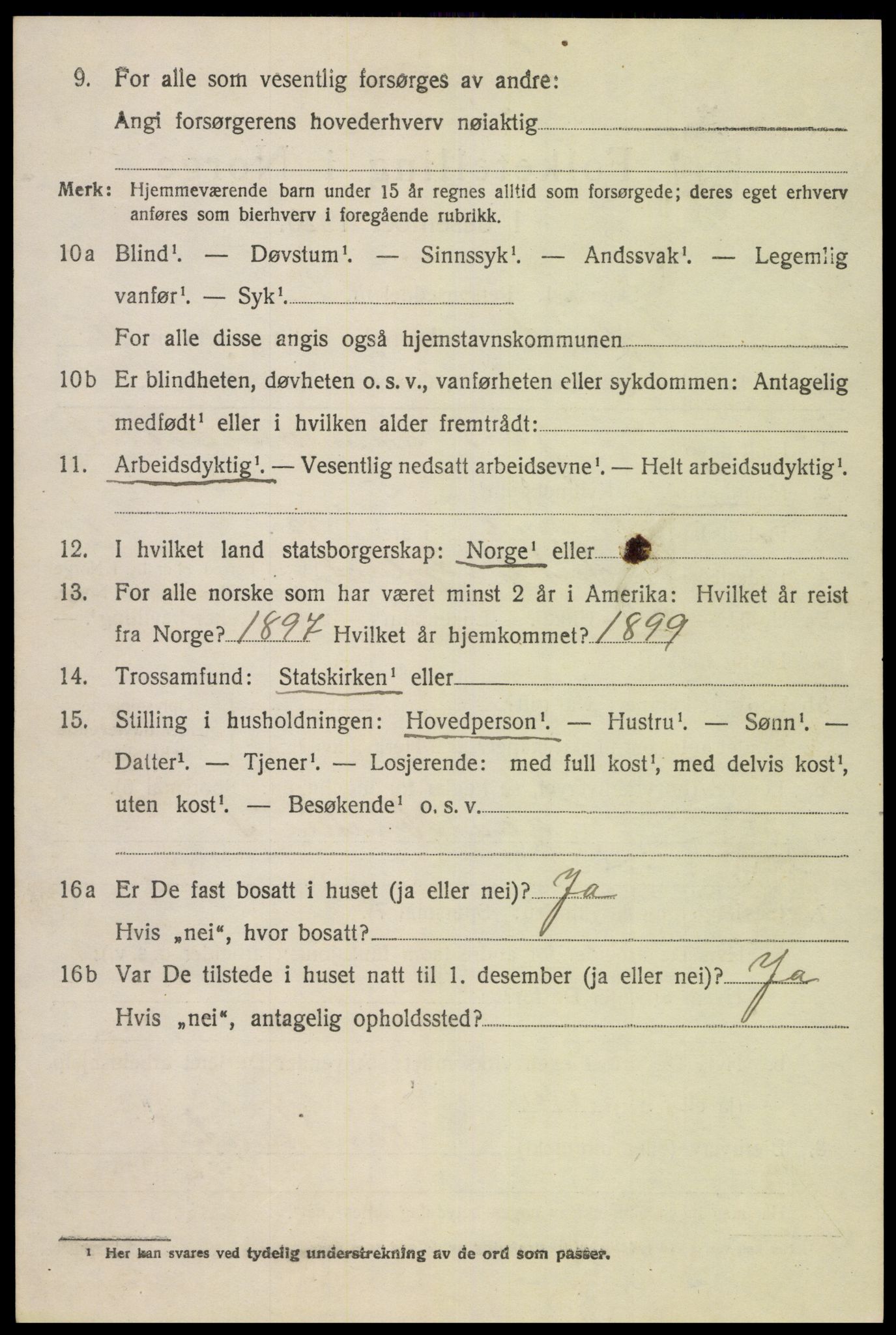 SAK, 1920 census for Gyland, 1920, p. 2301