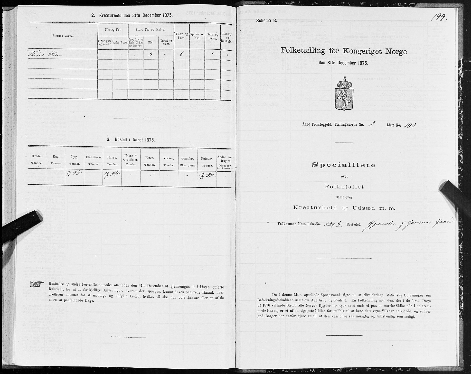 SAT, 1875 census for 1569P Aure, 1875, p. 2199