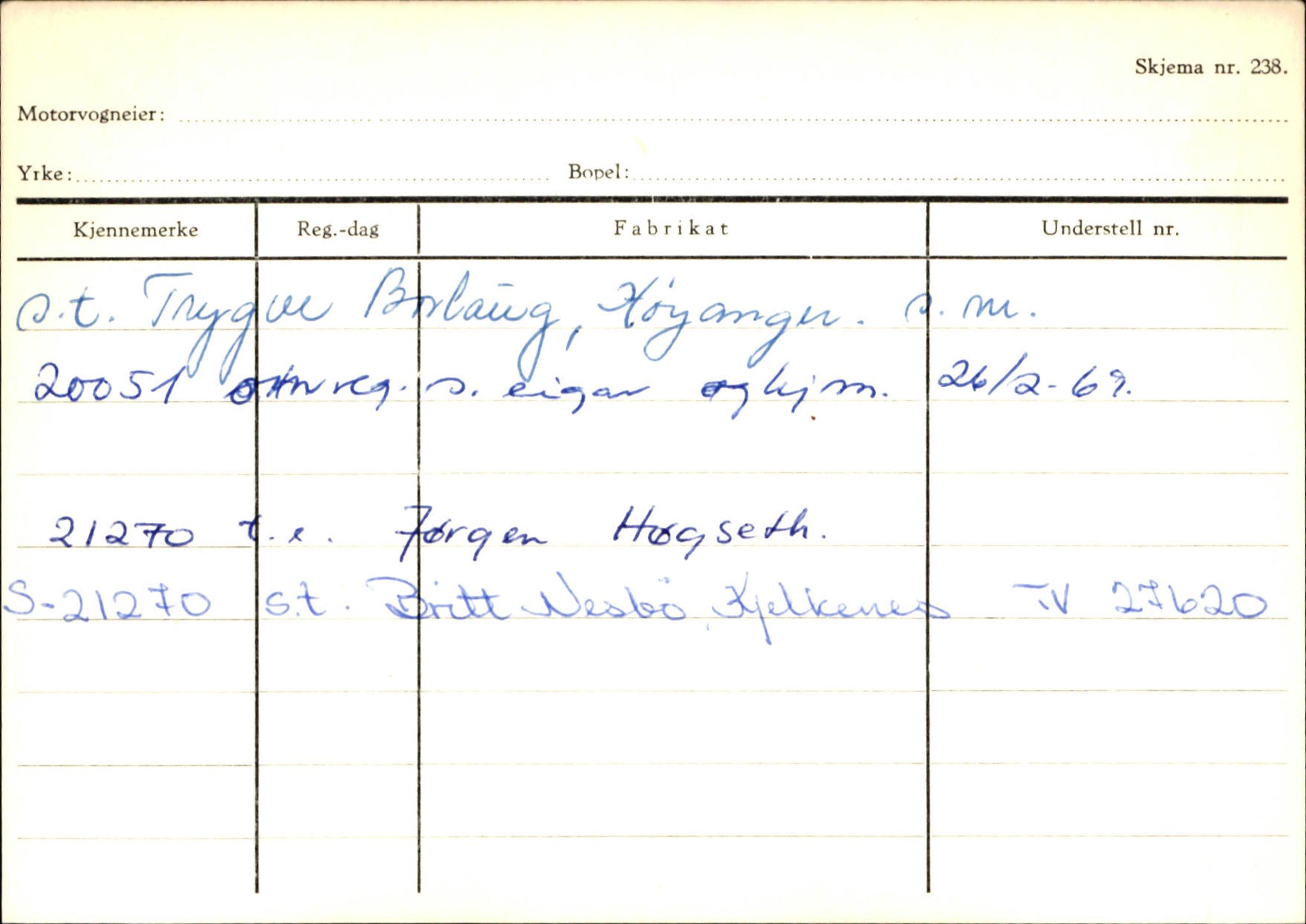 Statens vegvesen, Sogn og Fjordane vegkontor, SAB/A-5301/4/F/L0130: Eigarregister Eid T-Å. Høyanger A-O, 1945-1975, p. 948