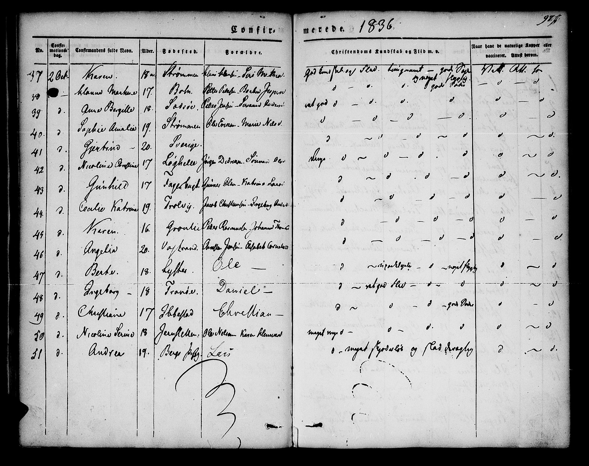 Lenvik sokneprestembete, SATØ/S-1310/H/Ha/Haa/L0004kirke: Parish register (official) no. 4, 1832-1844, p. 97