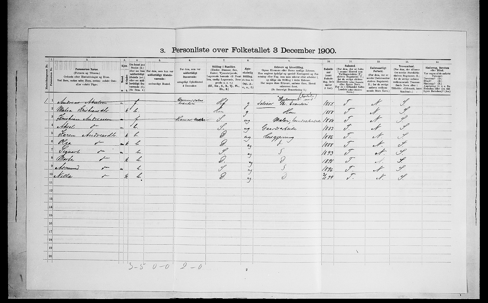SAH, 1900 census for Ringsaker, 1900, p. 1569