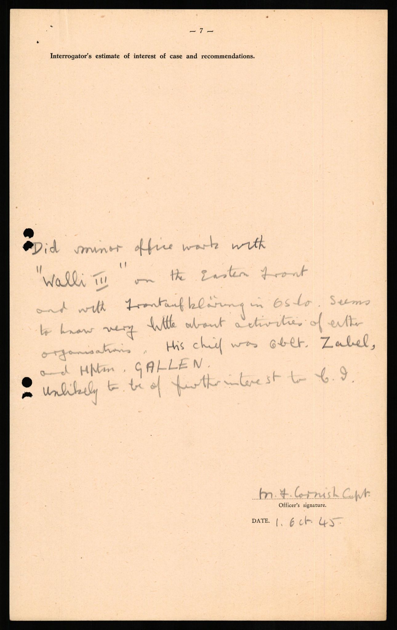 Forsvaret, Forsvarets overkommando II, AV/RA-RAFA-3915/D/Db/L0018: CI Questionaires. Tyske okkupasjonsstyrker i Norge. Tyskere., 1945-1946, p. 147