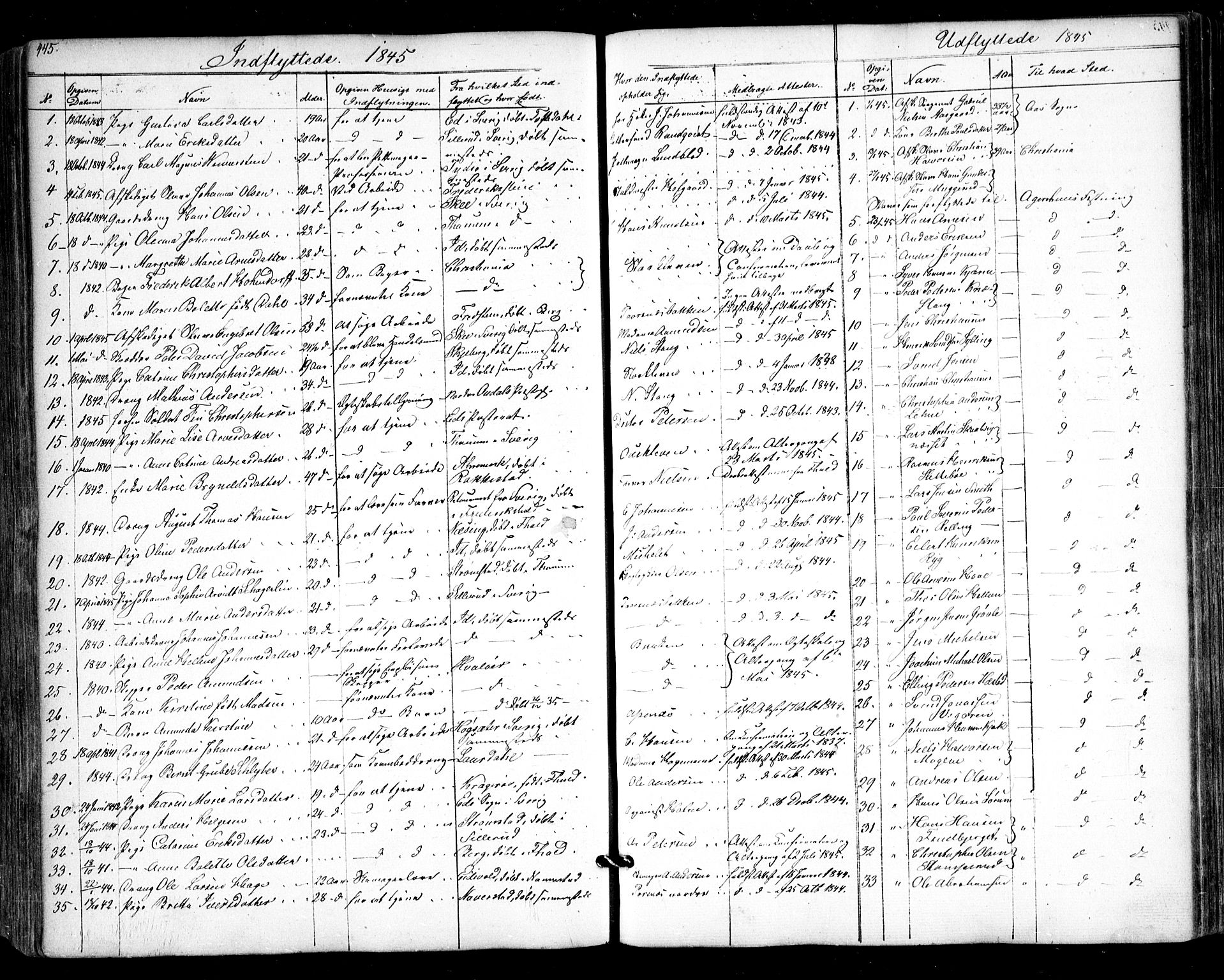 Halden prestekontor Kirkebøker, SAO/A-10909/F/Fa/L0006: Parish register (official) no. I 6, 1845-1856, p. 445
