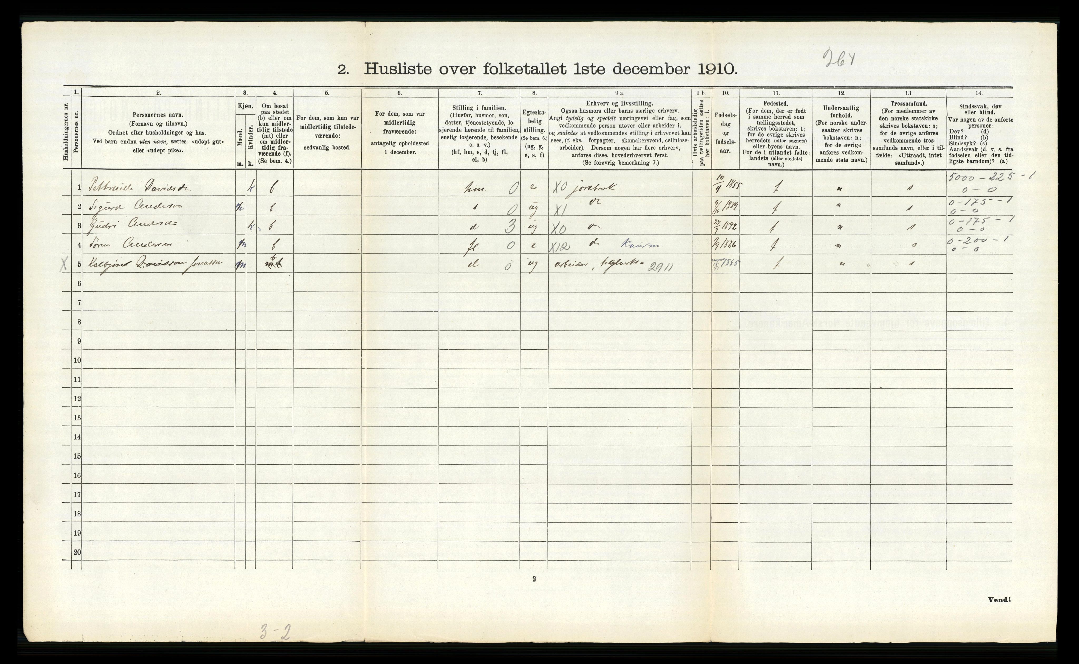 RA, 1910 census for Ytre Holmedal, 1910, p. 143