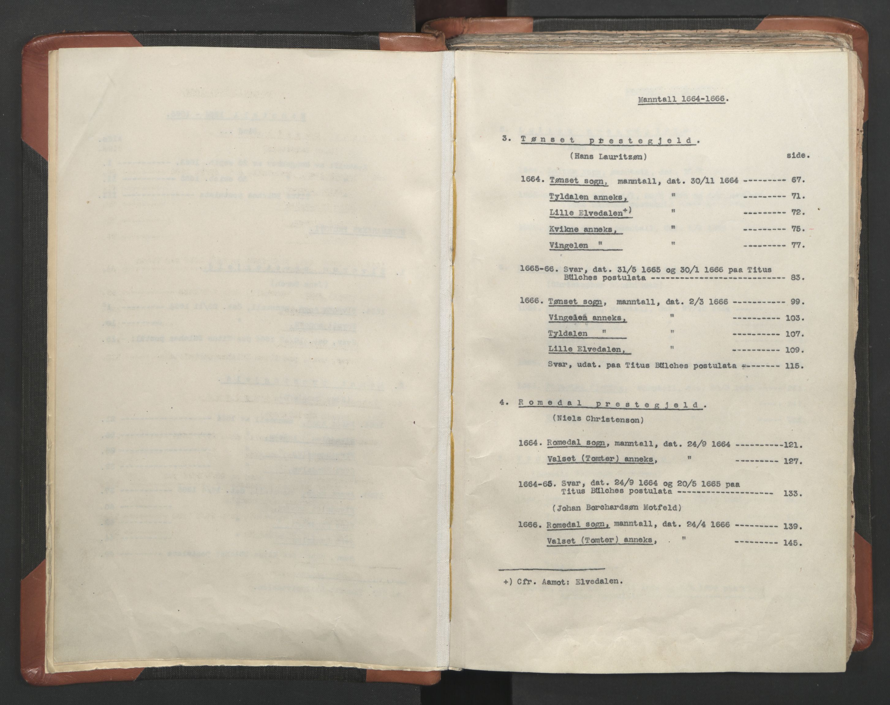 RA, Vicar's Census 1664-1666, no. 5: Hedmark deanery, 1664-1666