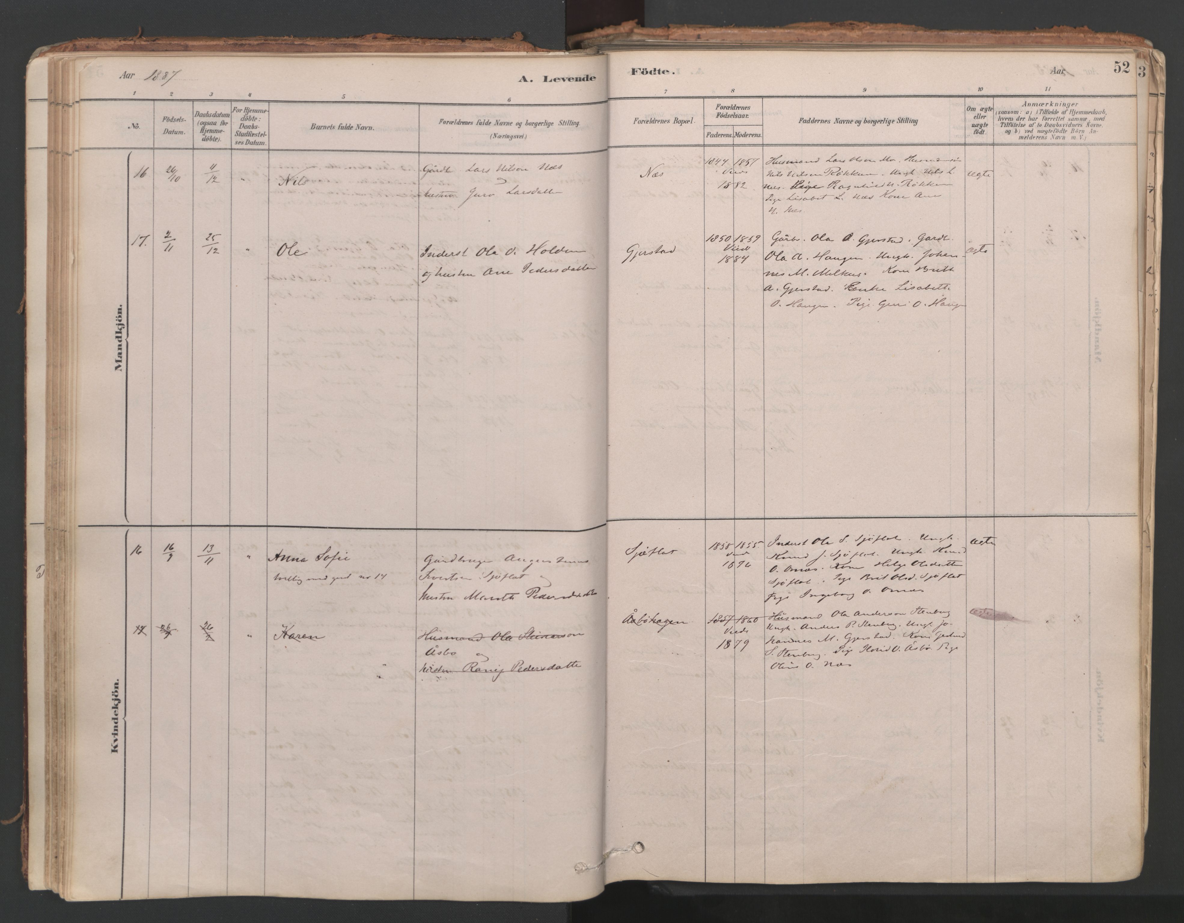 Ministerialprotokoller, klokkerbøker og fødselsregistre - Møre og Romsdal, AV/SAT-A-1454/592/L1029: Parish register (official) no. 592A07, 1879-1902, p. 52