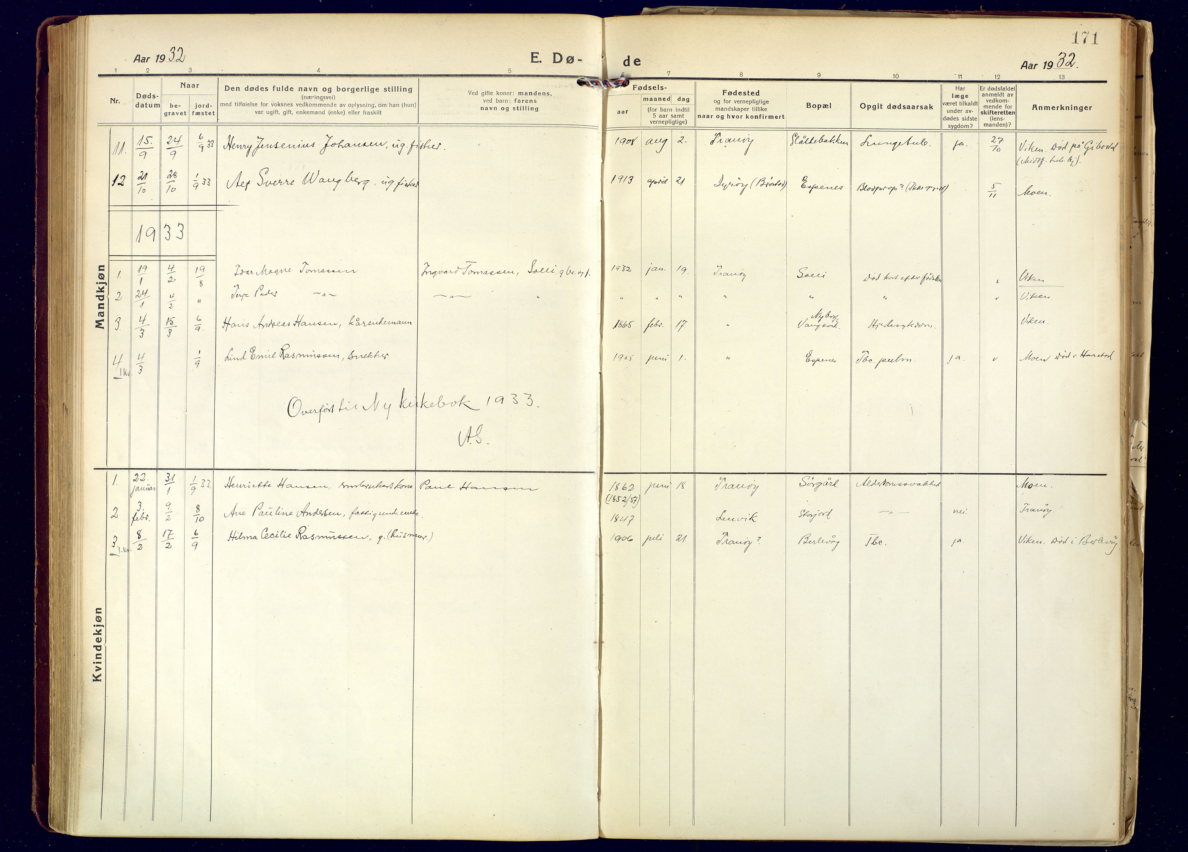 Tranøy sokneprestkontor, AV/SATØ-S-1313/I/Ia/Iaa/L0016kirke: Parish register (official) no. 16, 1919-1932, p. 171