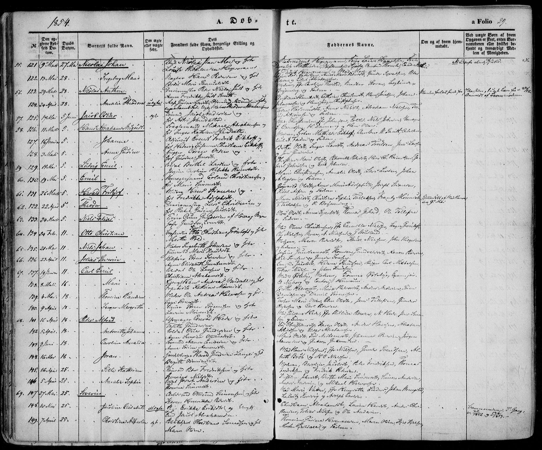 Kristiansand domprosti, SAK/1112-0006/F/Fa/L0014: Parish register (official) no. A 14, 1852-1867, p. 29
