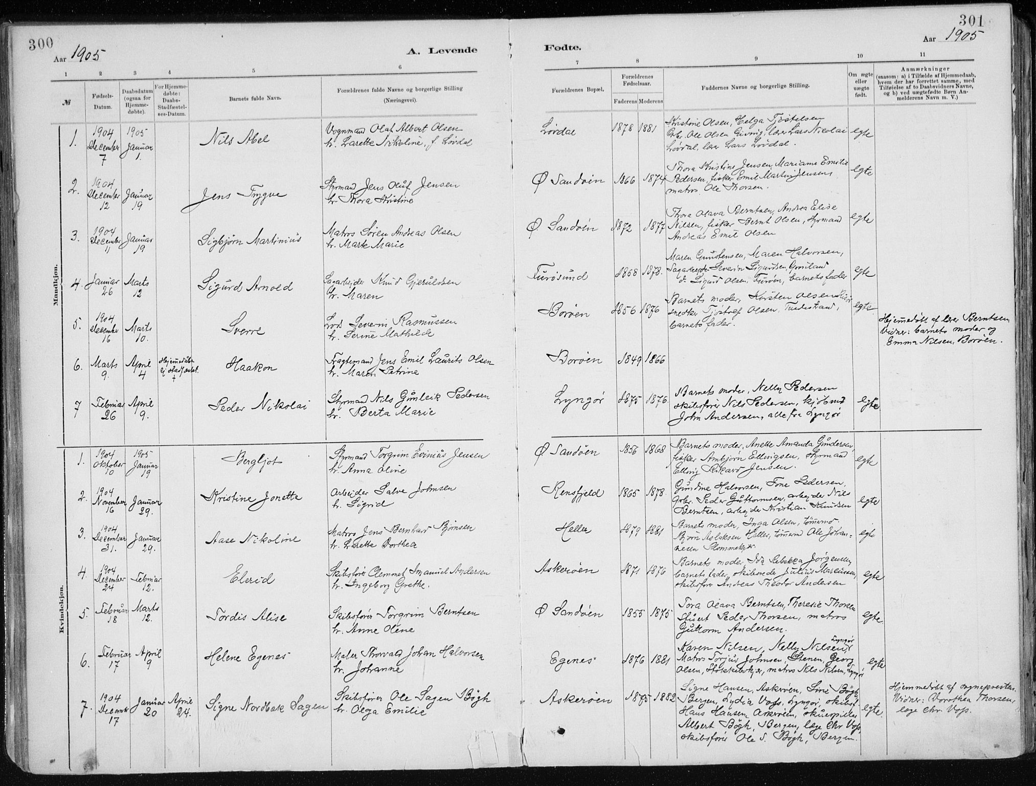 Dypvåg sokneprestkontor, SAK/1111-0007/F/Fa/Faa/L0008: Parish register (official) no. A 8, 1885-1906, p. 300-301