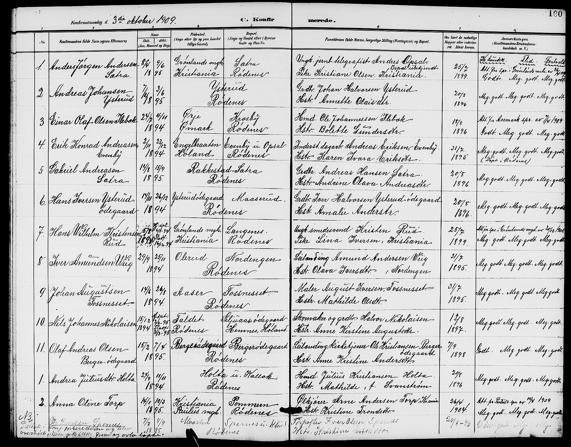 Rødenes prestekontor Kirkebøker, SAO/A-2005/G/Ga/L0002: Parish register (copy) no. I 2, 1901-1910, p. 100