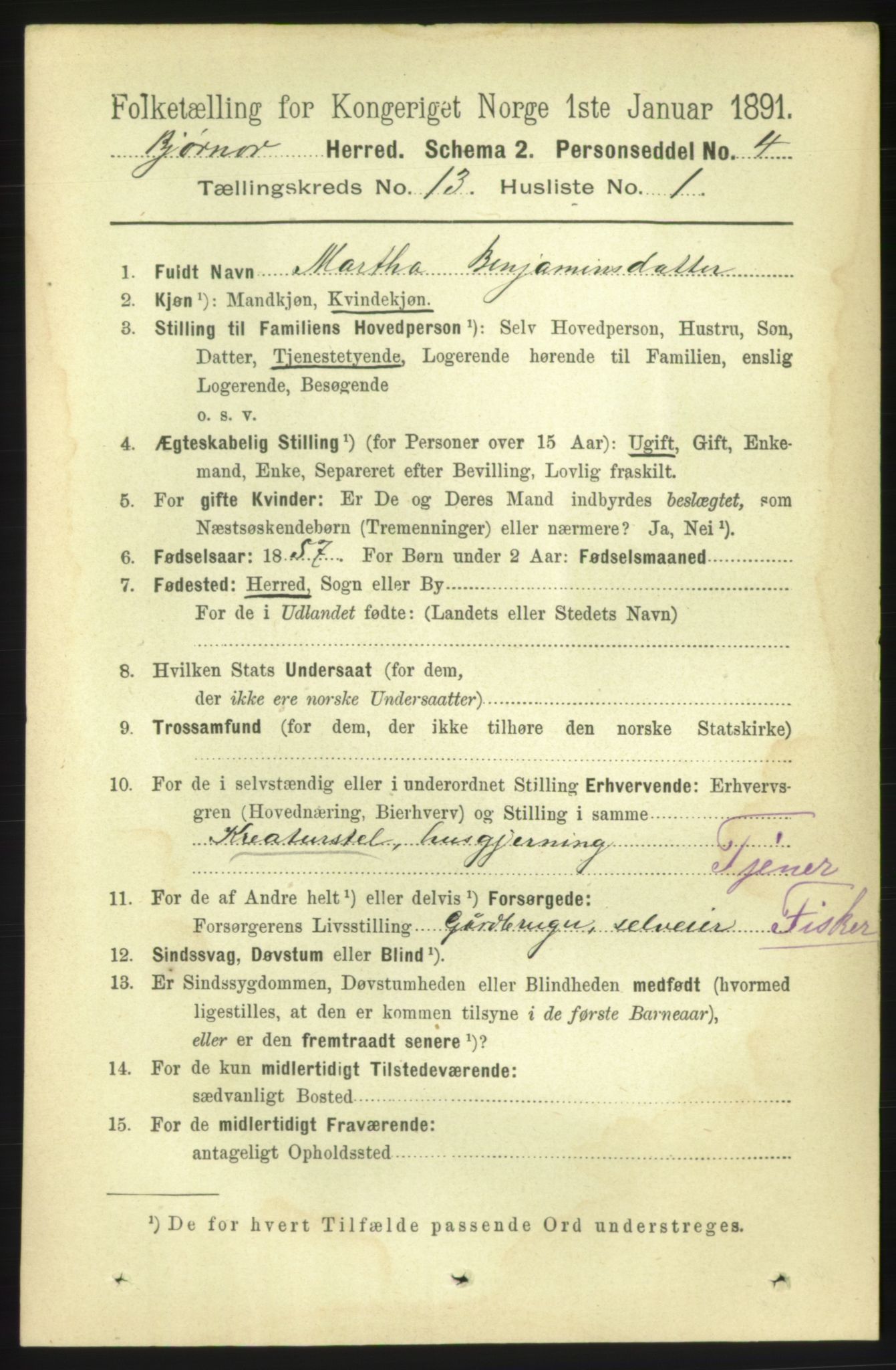 RA, 1891 census for 1632 Bjørnør, 1891, p. 5531