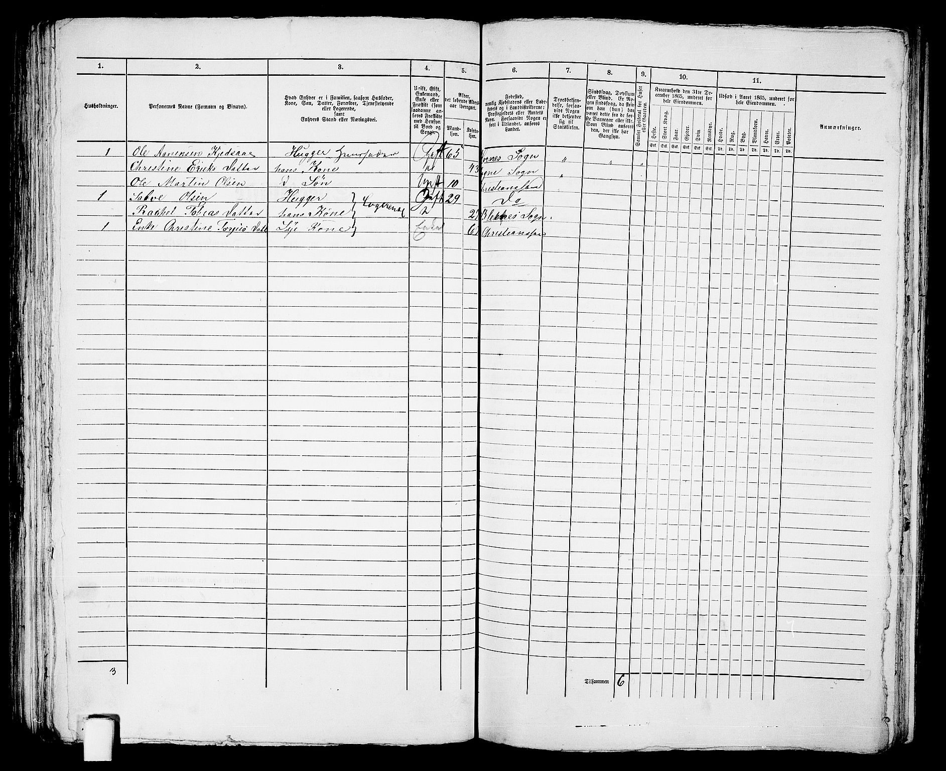 RA, 1865 census for Kristiansand, 1865, p. 1156