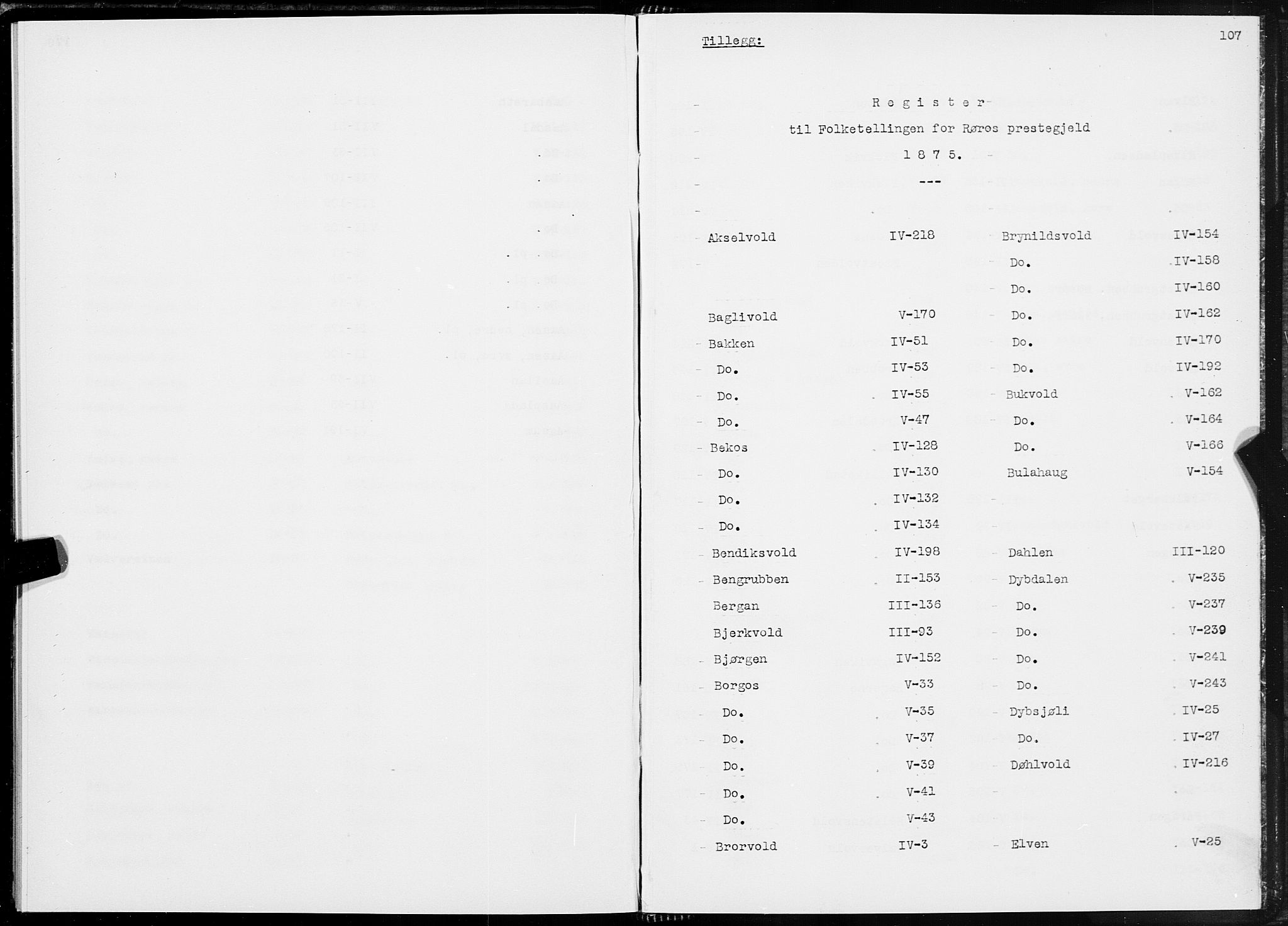 SAT, 1875 census for 1640P Røros, 1875, p. 107
