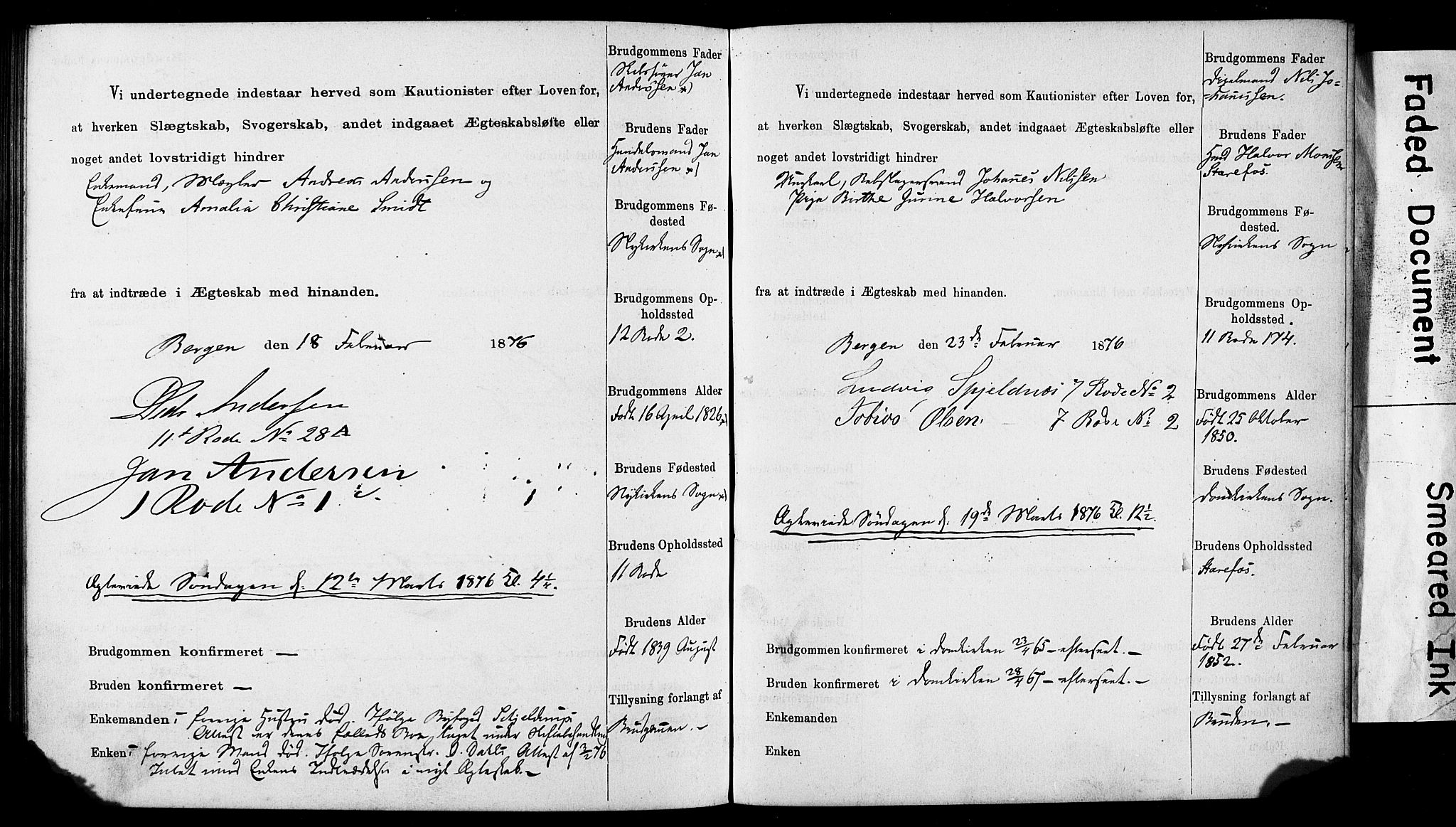 Domkirken sokneprestembete, AV/SAB-A-74801: Best man's statements no. II.5.7, 1870-1876, p. 329