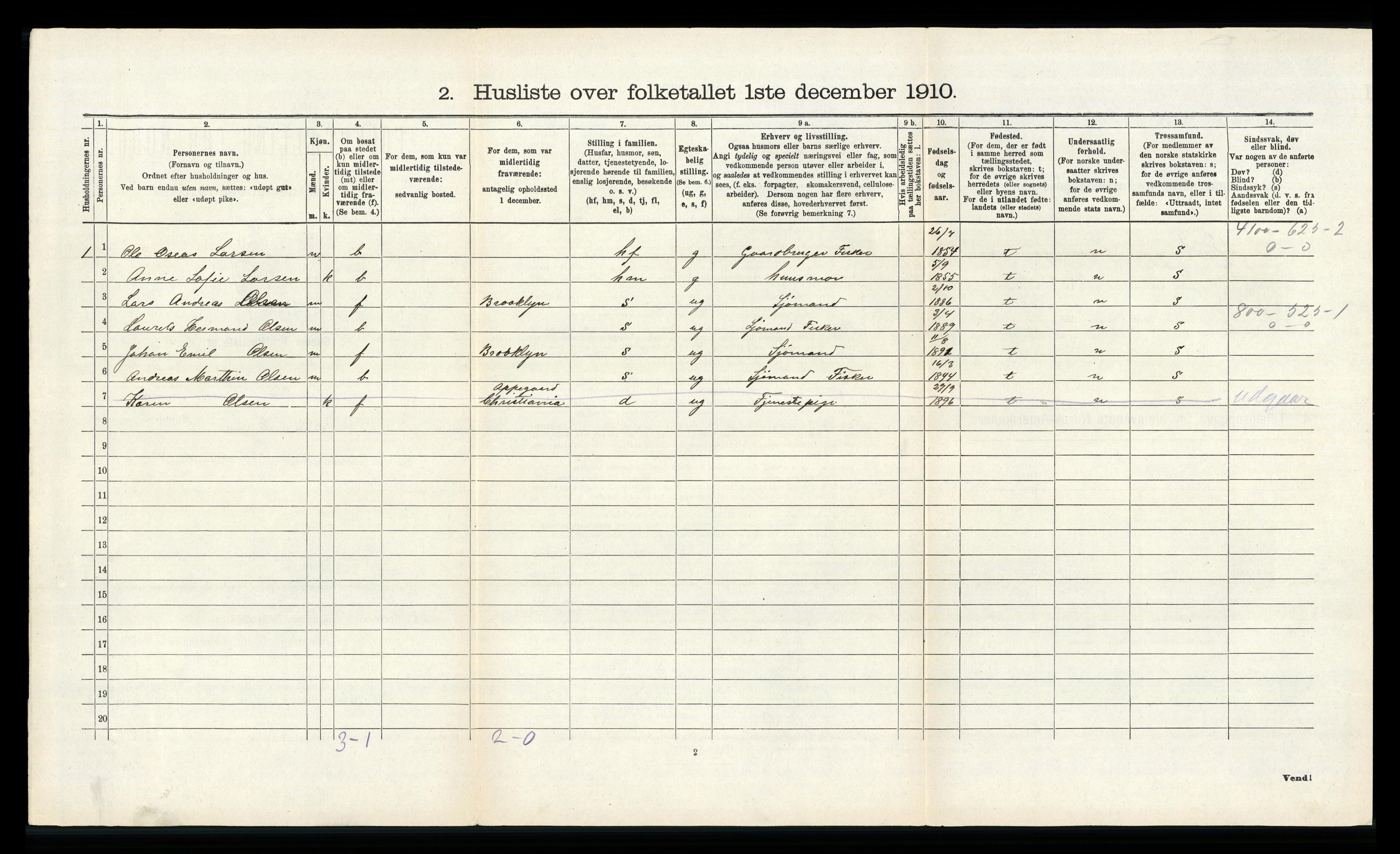 RA, 1910 census for Hidra, 1910, p. 228