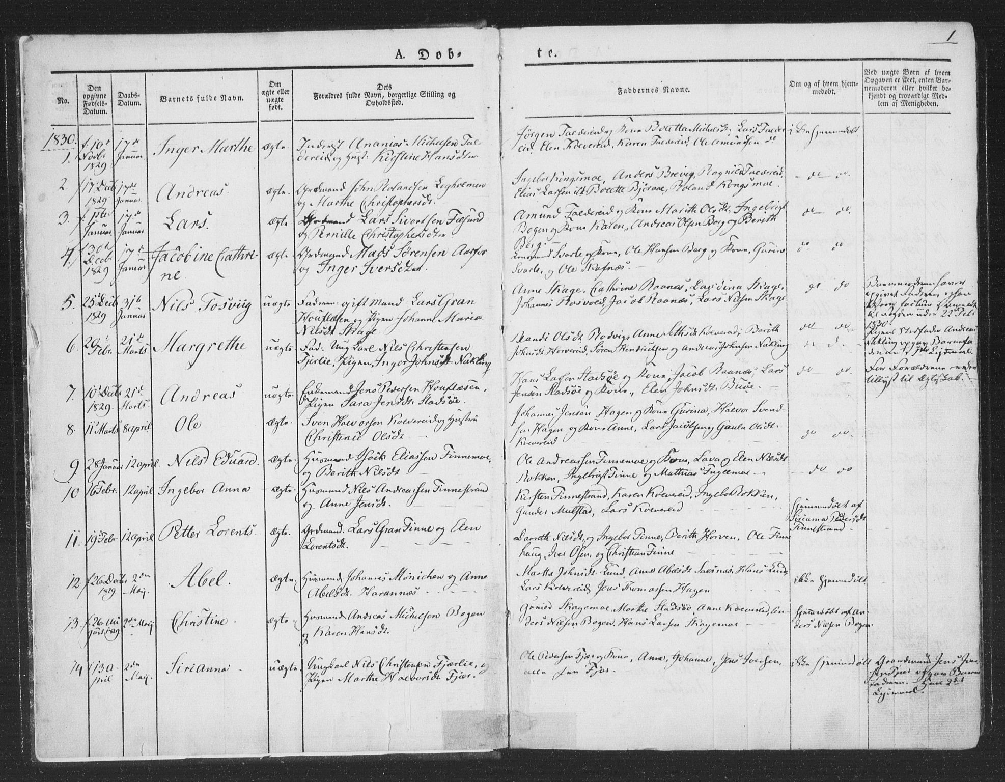 Ministerialprotokoller, klokkerbøker og fødselsregistre - Nord-Trøndelag, SAT/A-1458/780/L0639: Parish register (official) no. 780A04, 1830-1844, p. 1