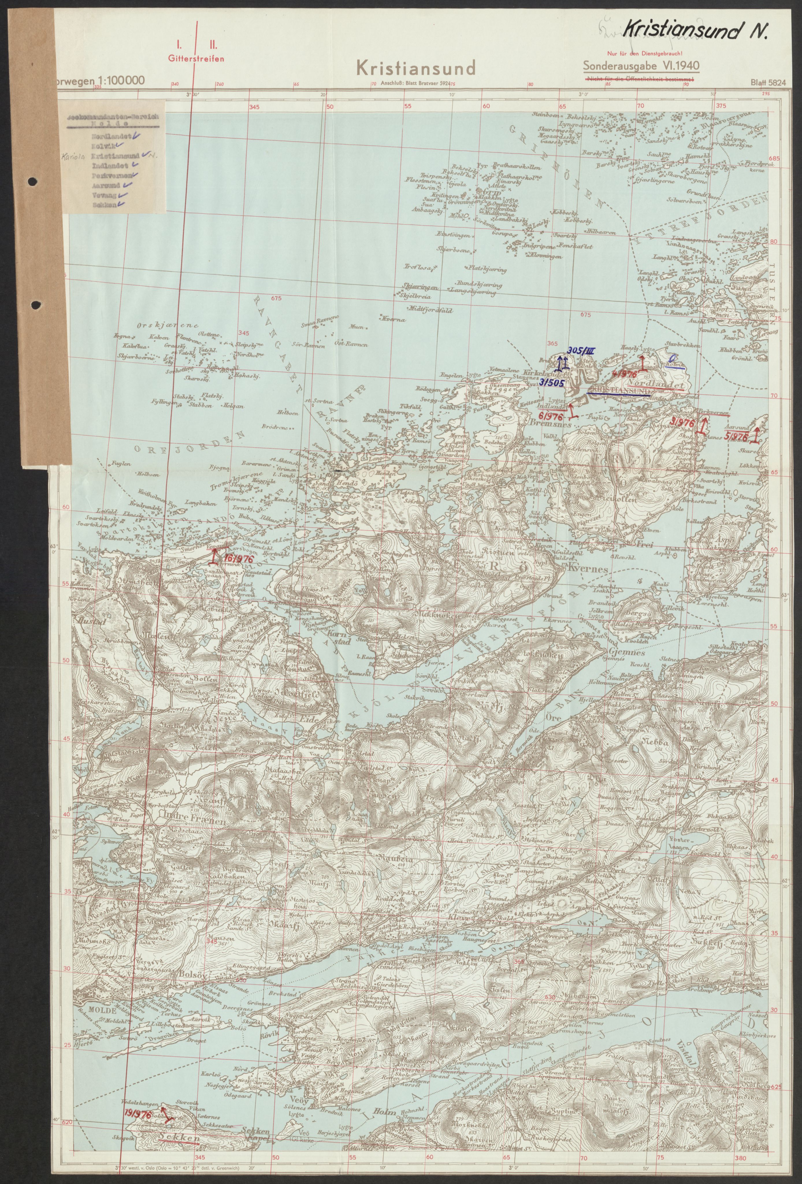 Forsvaret, Generalinspektør og sjefen for Kystartilleriet, AV/RA-RAFA-2045/F/Fa/L0016: Tyske oversiktskarter over festningsanlegg, 1940-1945, p. 248