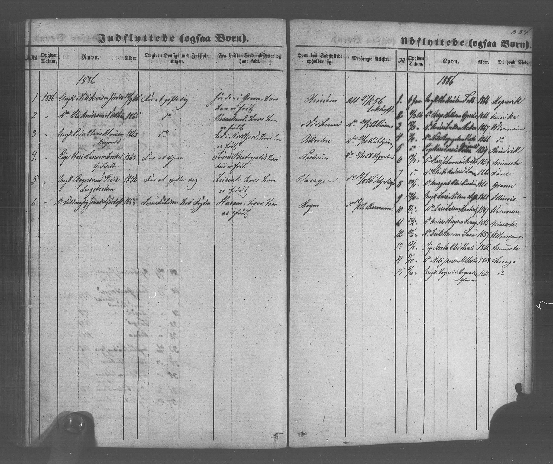 Voss sokneprestembete, SAB/A-79001/H/Haa: Parish register (official) no. A 20, 1855-1886, p. 334