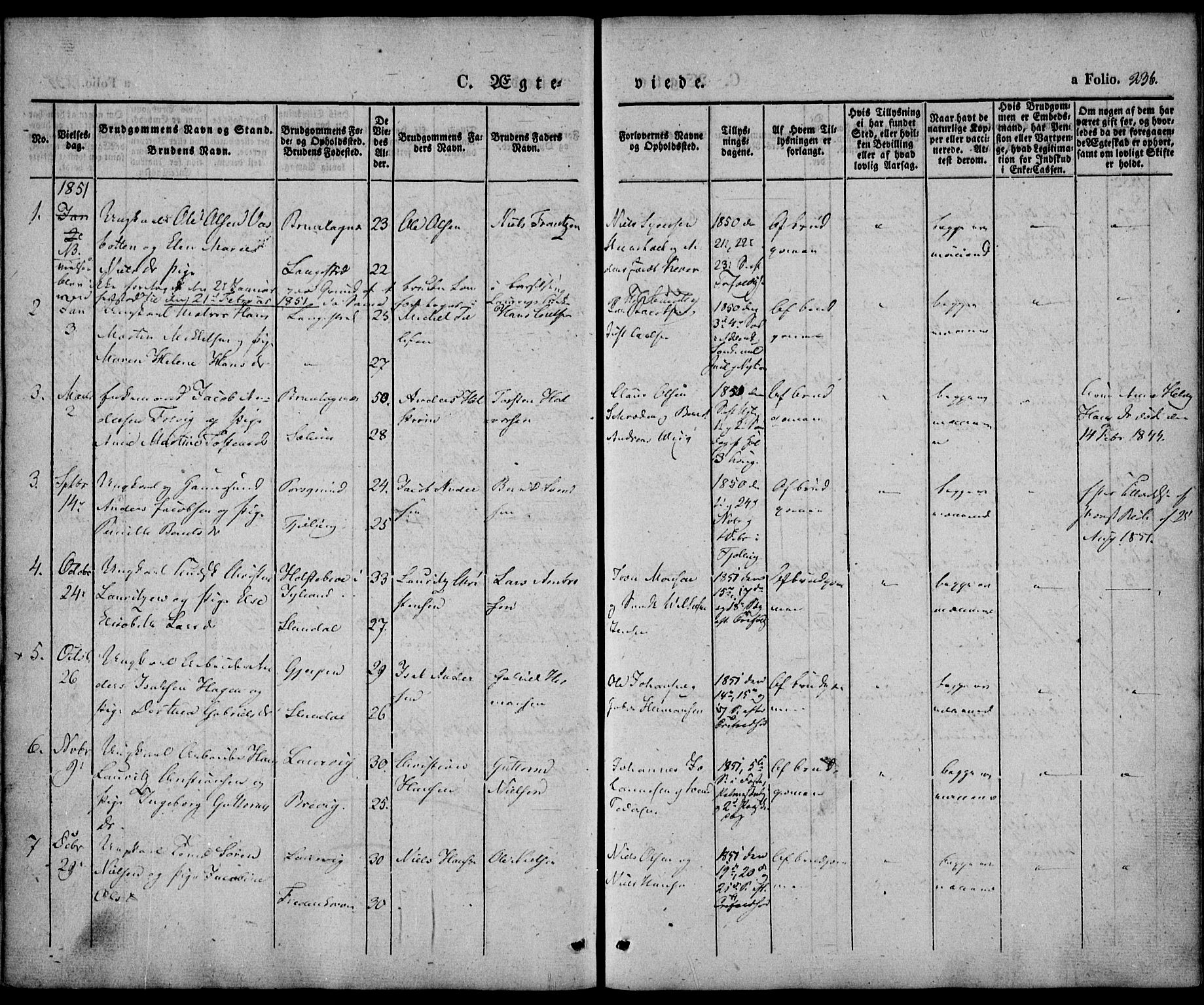 Larvik kirkebøker, AV/SAKO-A-352/F/Fb/L0003: Parish register (official) no. II 3, 1842-1856, p. 236