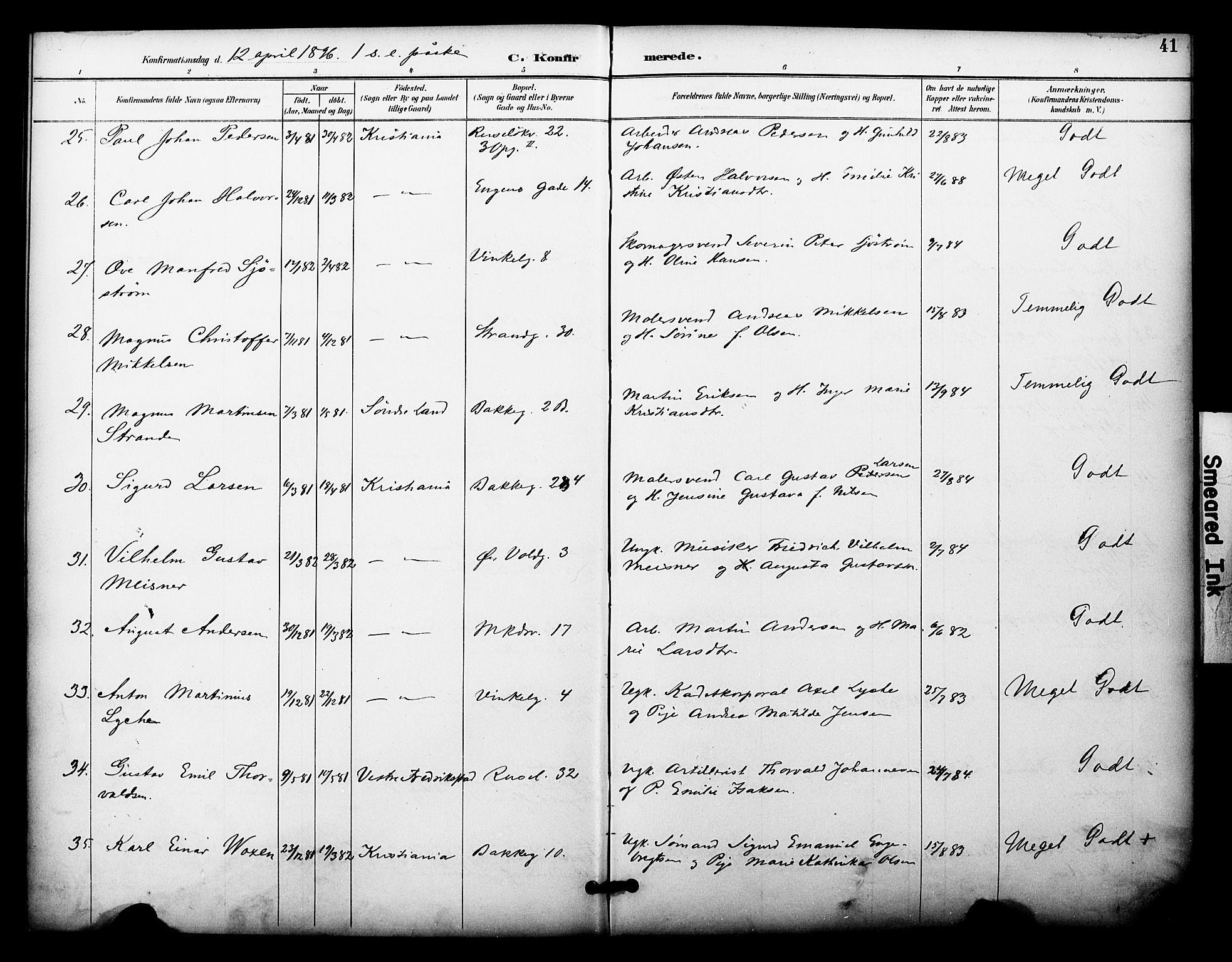 Johannes prestekontor Kirkebøker, AV/SAO-A-10852/F/Fa/L0005: Parish register (official) no. 5, 1893-1907, p. 41