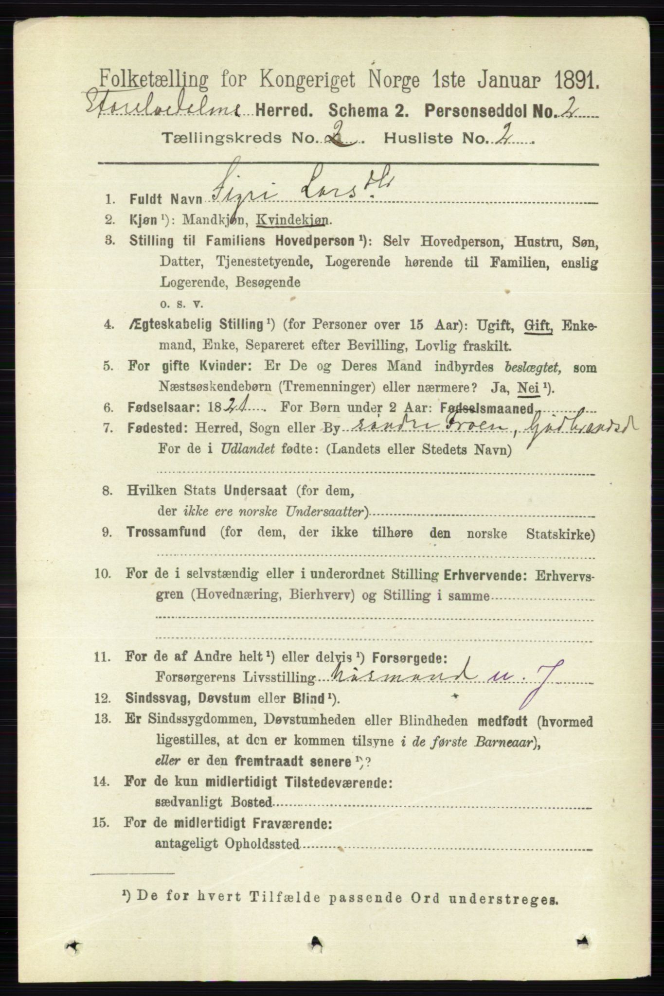 RA, 1891 census for 0430 Stor-Elvdal, 1891, p. 388