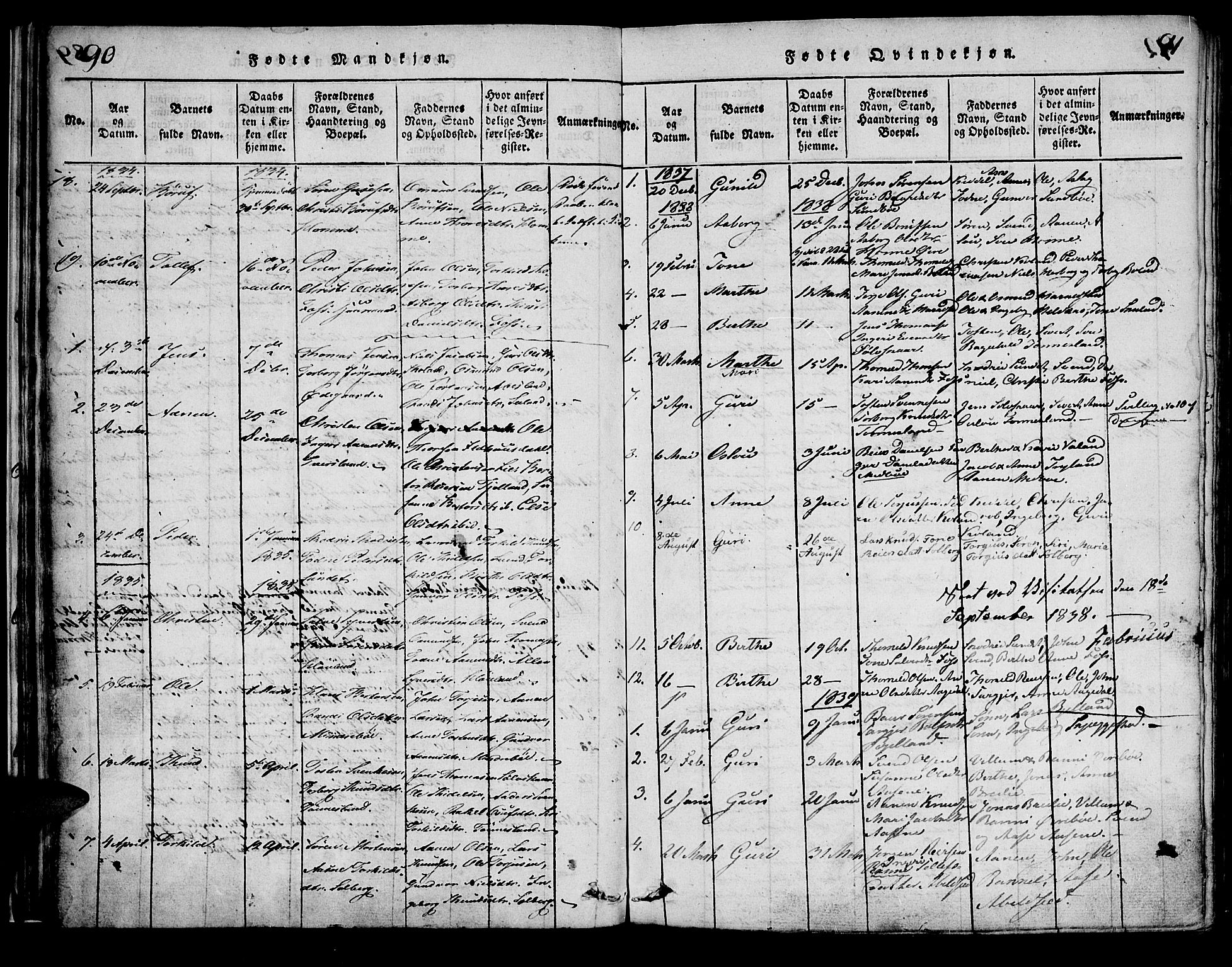 Bjelland sokneprestkontor, SAK/1111-0005/F/Fa/Faa/L0002: Parish register (official) no. A 2, 1816-1866, p. 90-91