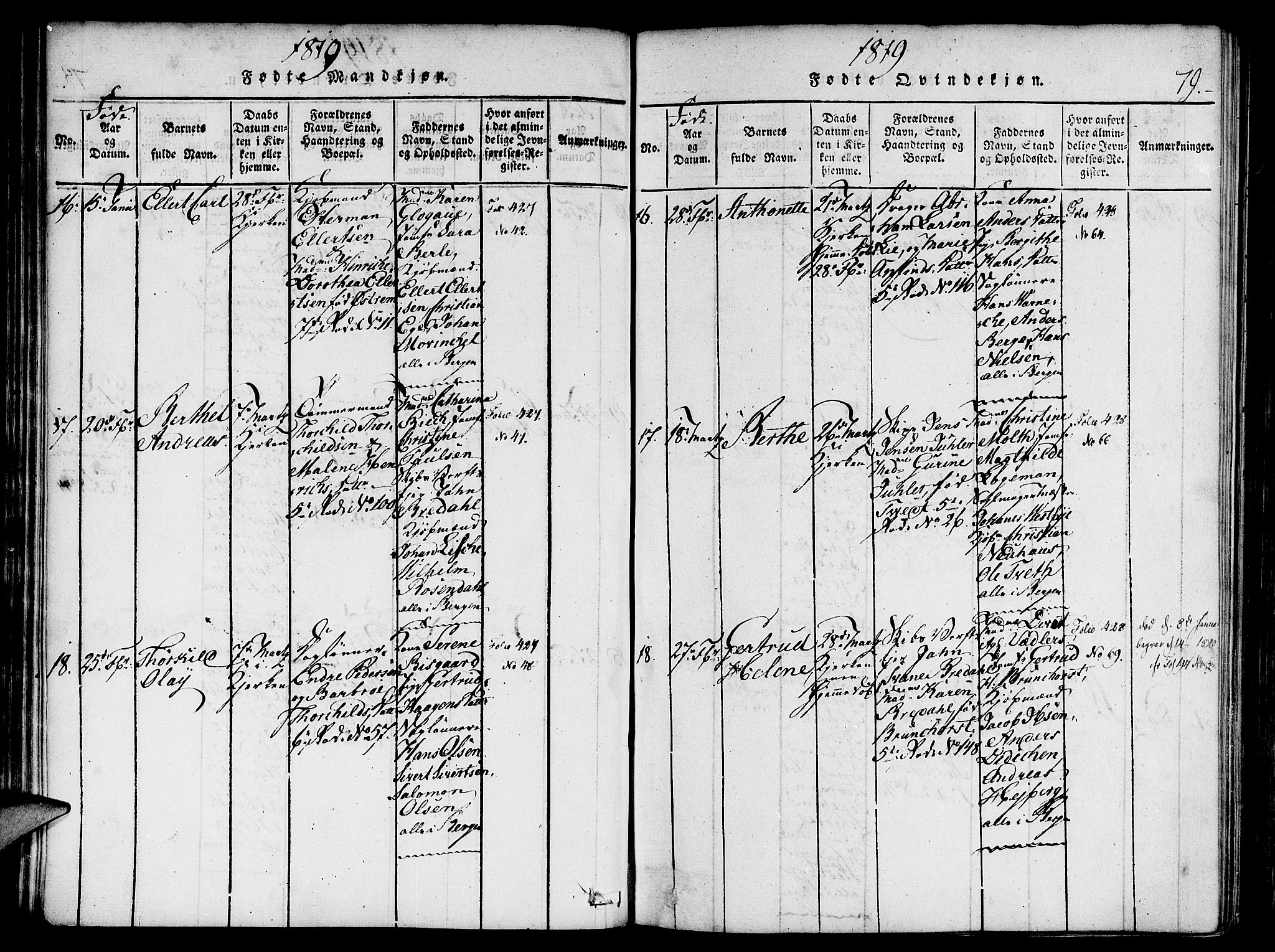 Nykirken Sokneprestembete, AV/SAB-A-77101/H/Haa/L0011: Parish register (official) no. A 11, 1816-1821, p. 79